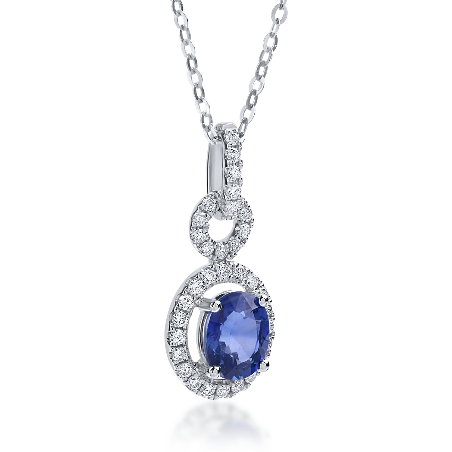 Колие с висулка от бяло злато с 0.88ct сапфир и 0.17ct диаманти