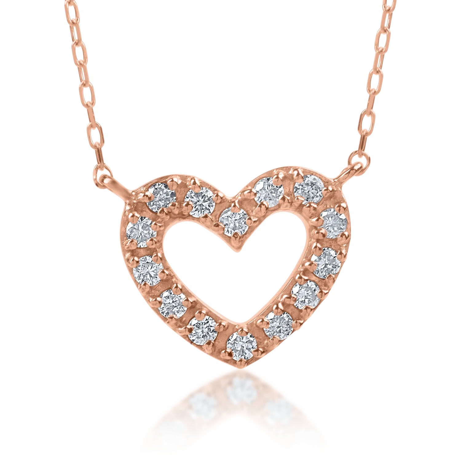 Lant cu pandantiv din aur roz cu diamante de 0.1ct