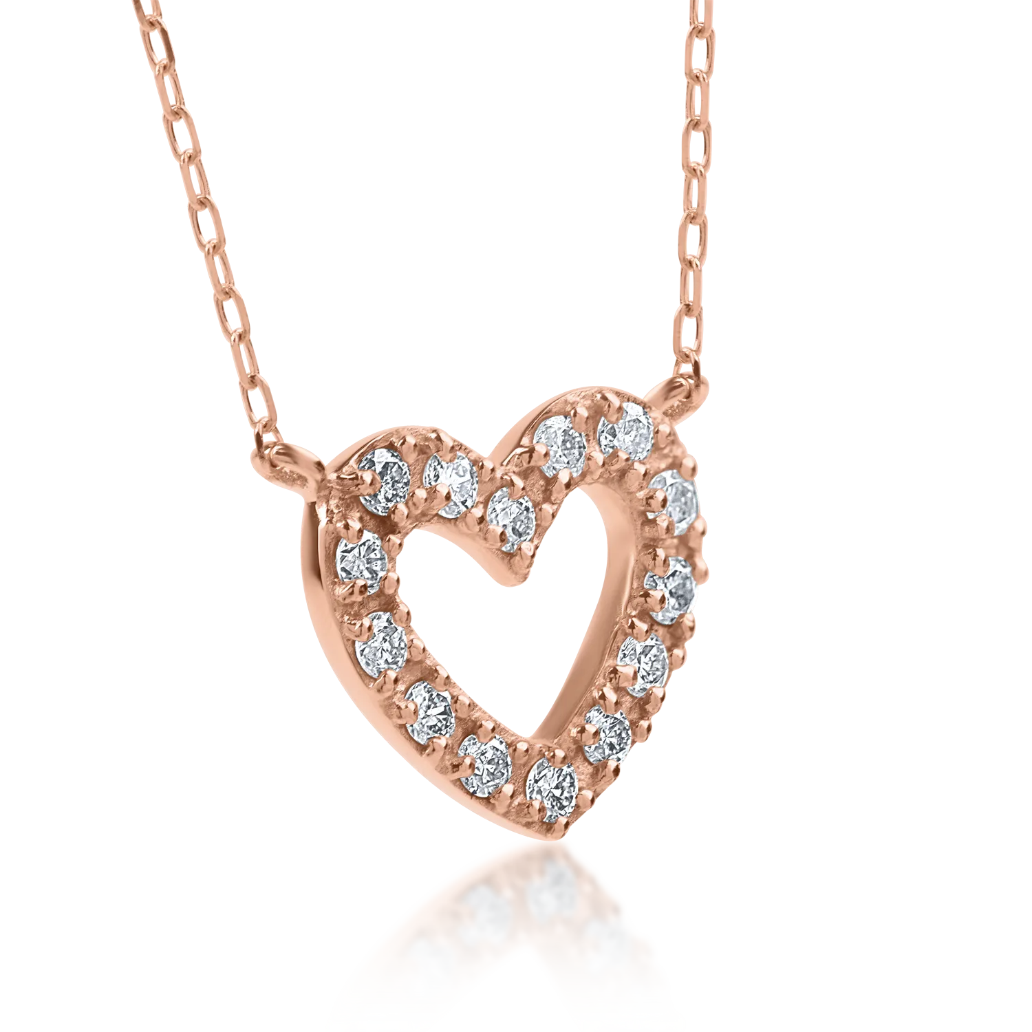 Lant cu pandantiv din aur roz cu diamante de 0.1ct