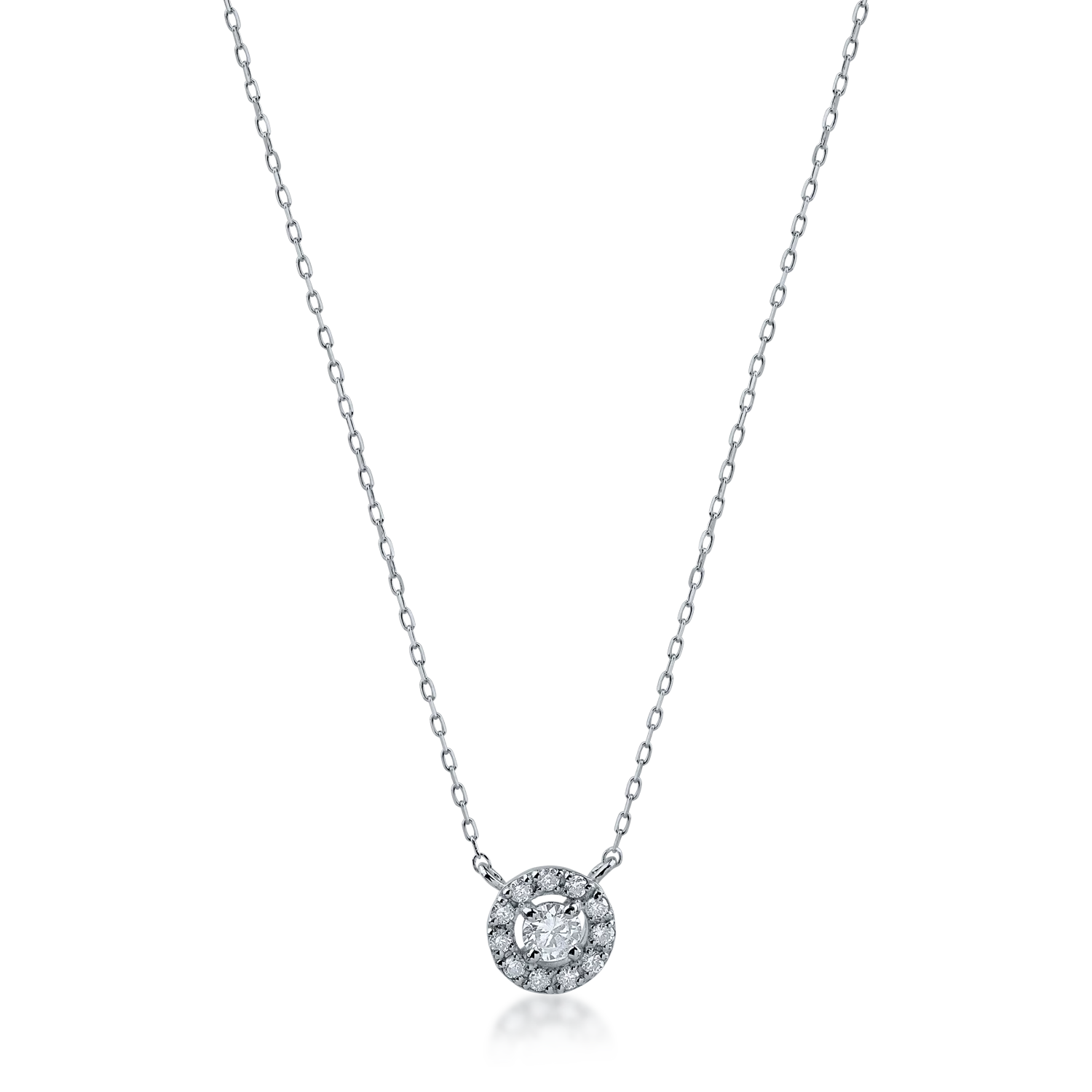 Lant cu pandantiv din aur alb cu diamante de 0.12ct