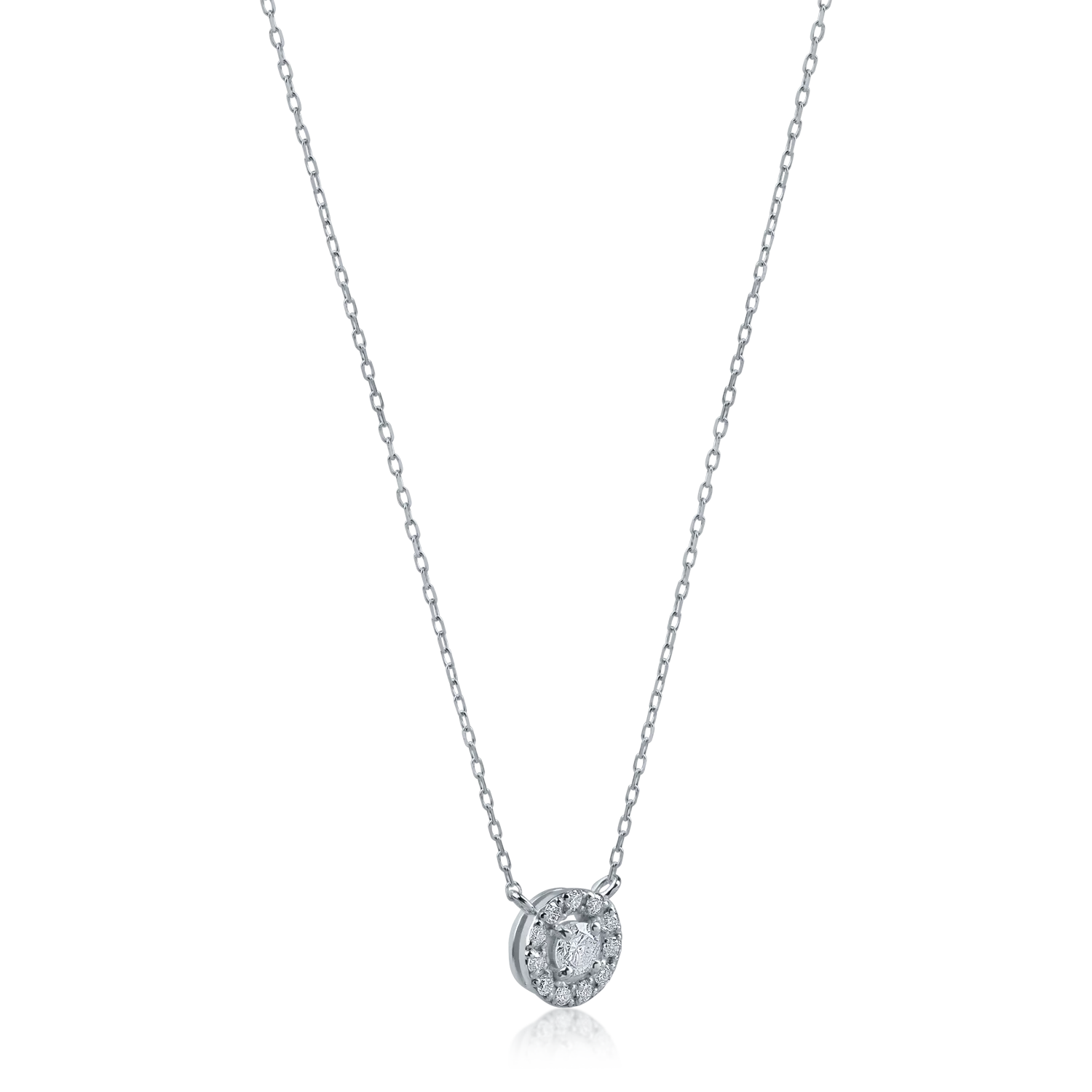 Lant cu pandantiv din aur alb cu diamante de 0.12ct
