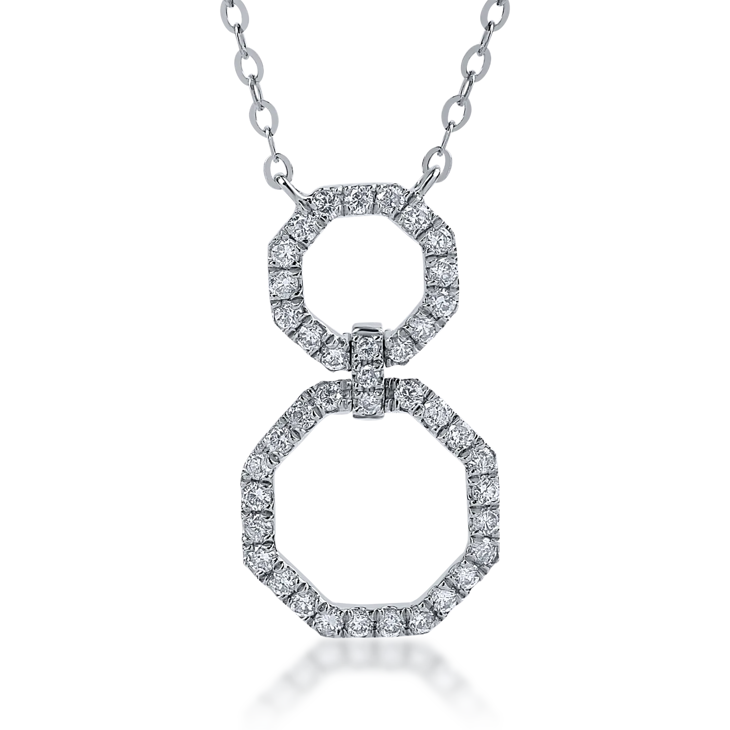 Teilor Lant cu pandantiv din aur alb cu diamante de 0.23ct