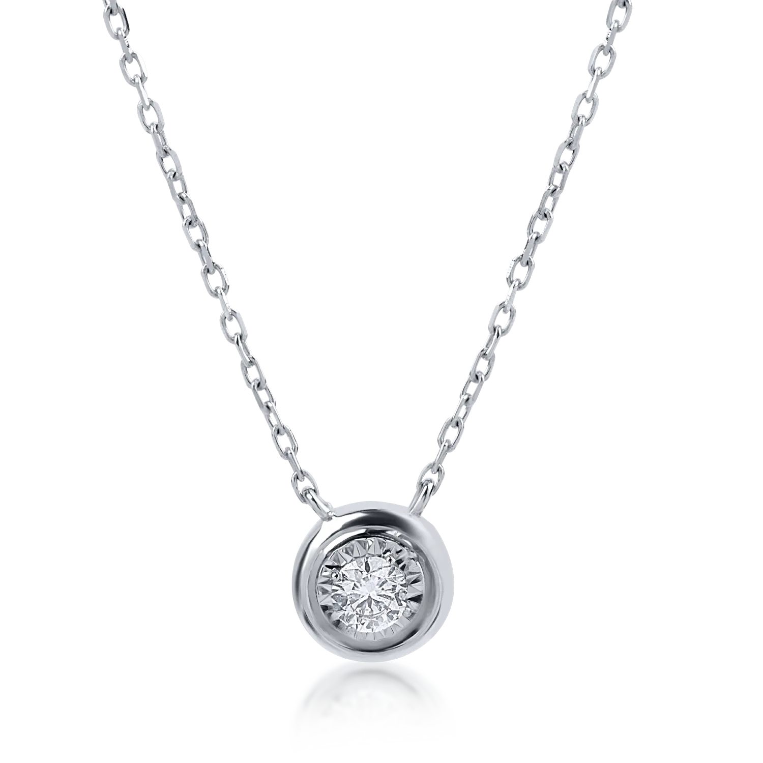 Колие с висулка от бяло злато с диамант 0.06ct-153599