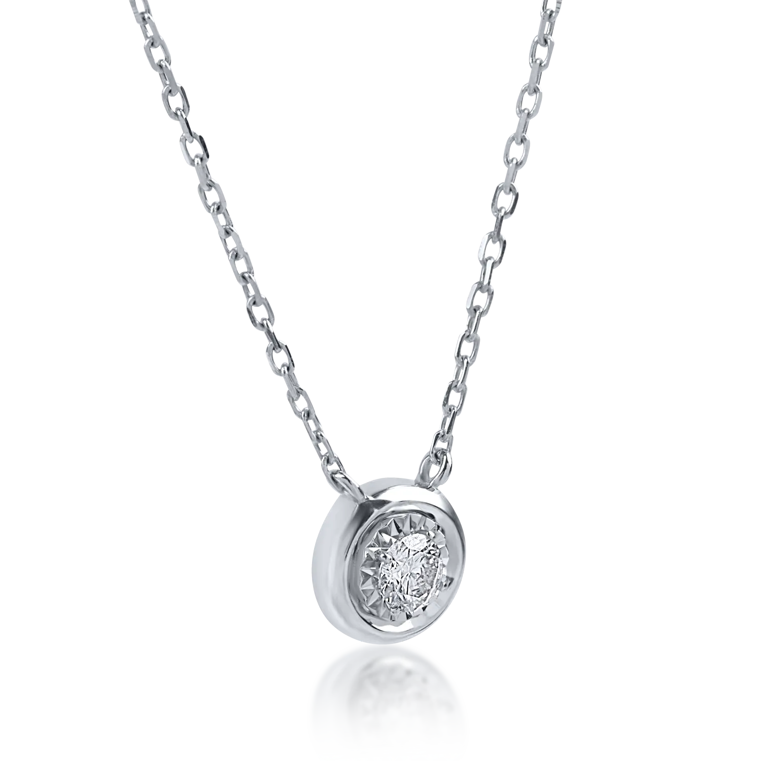 Колие с висулка от бяло злато с диамант 0.06ct