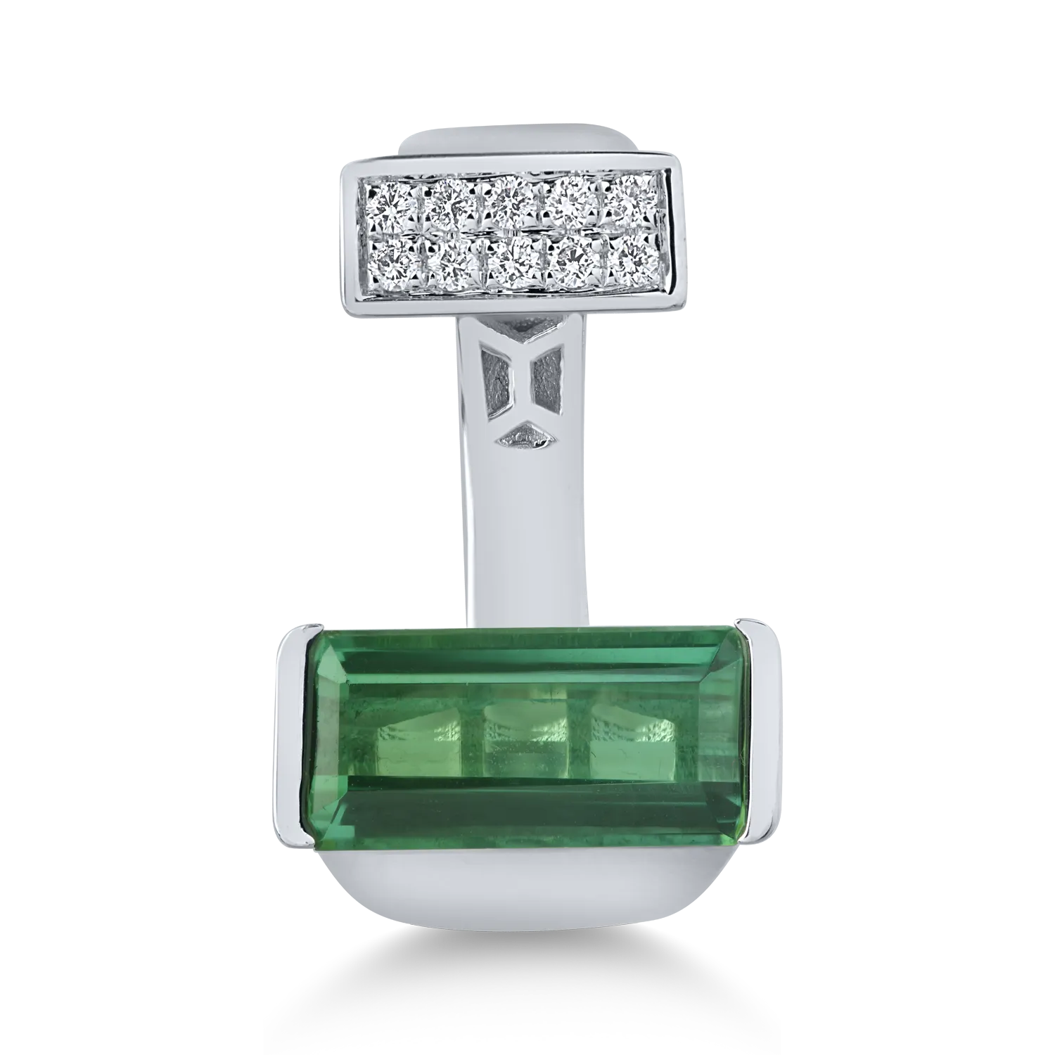 Inel din aur alb cu turmalina verde emerald de 1.59ct si diamante de 0.08ct