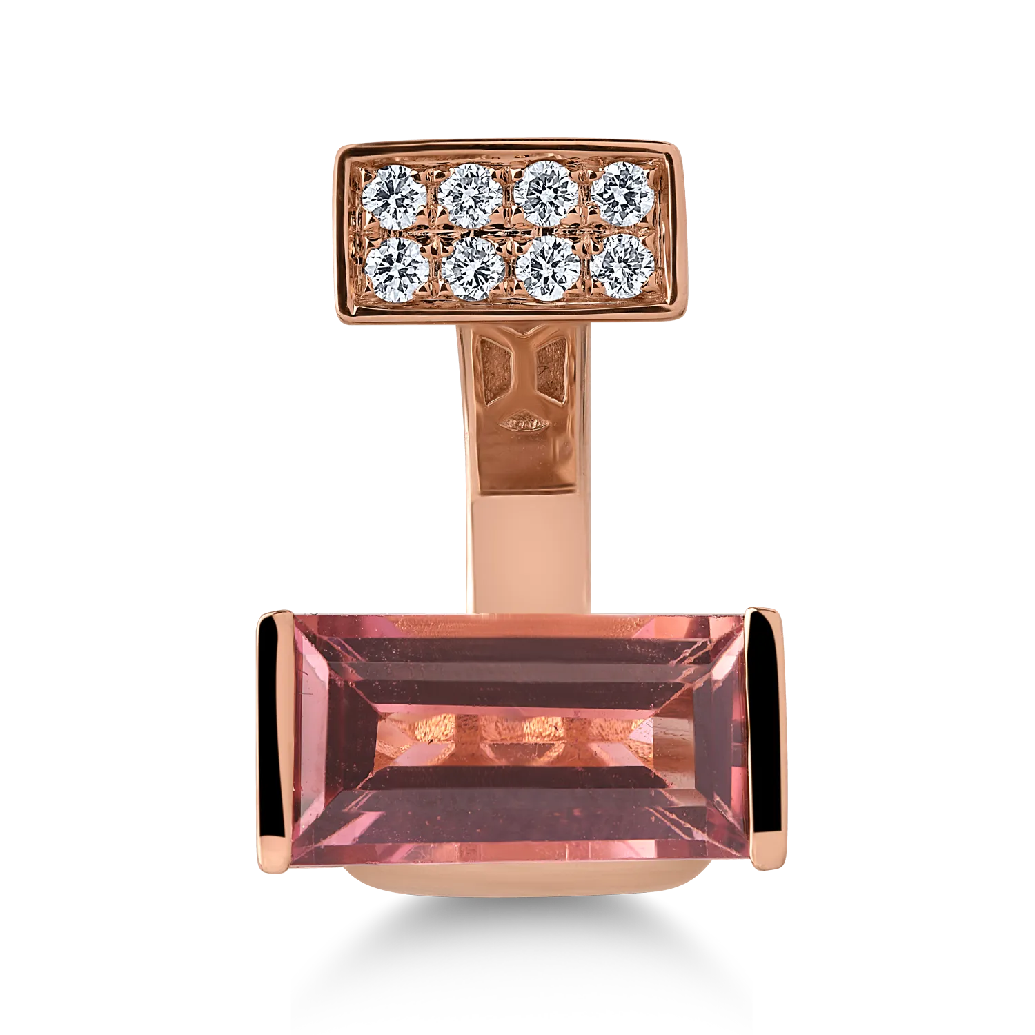 Rose gold ring with 3.3ct pink tourmaline and 0.15ct diamonds