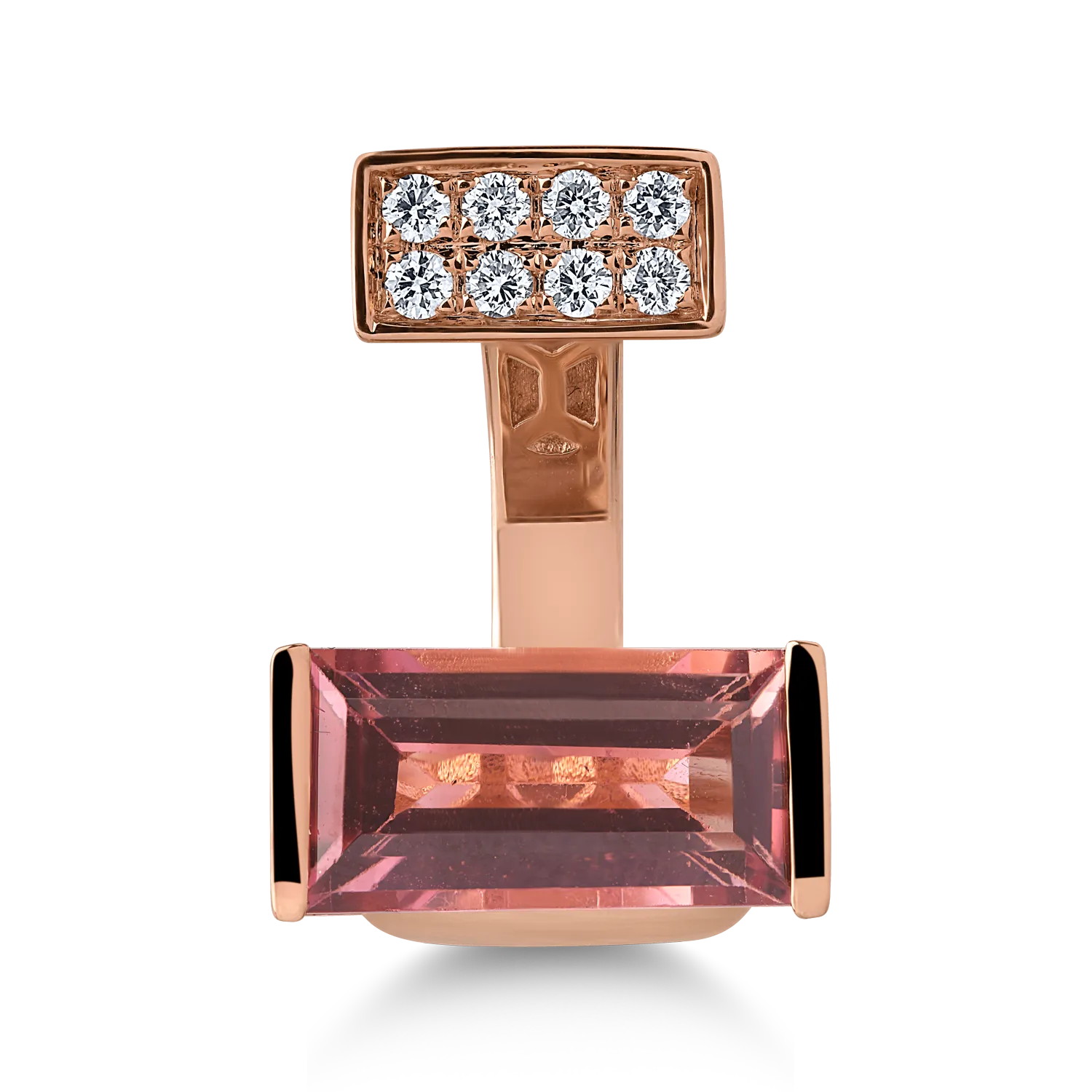 Inel din aur roz cu turmalina roz de 3.3ct si diamante de 0.15ct