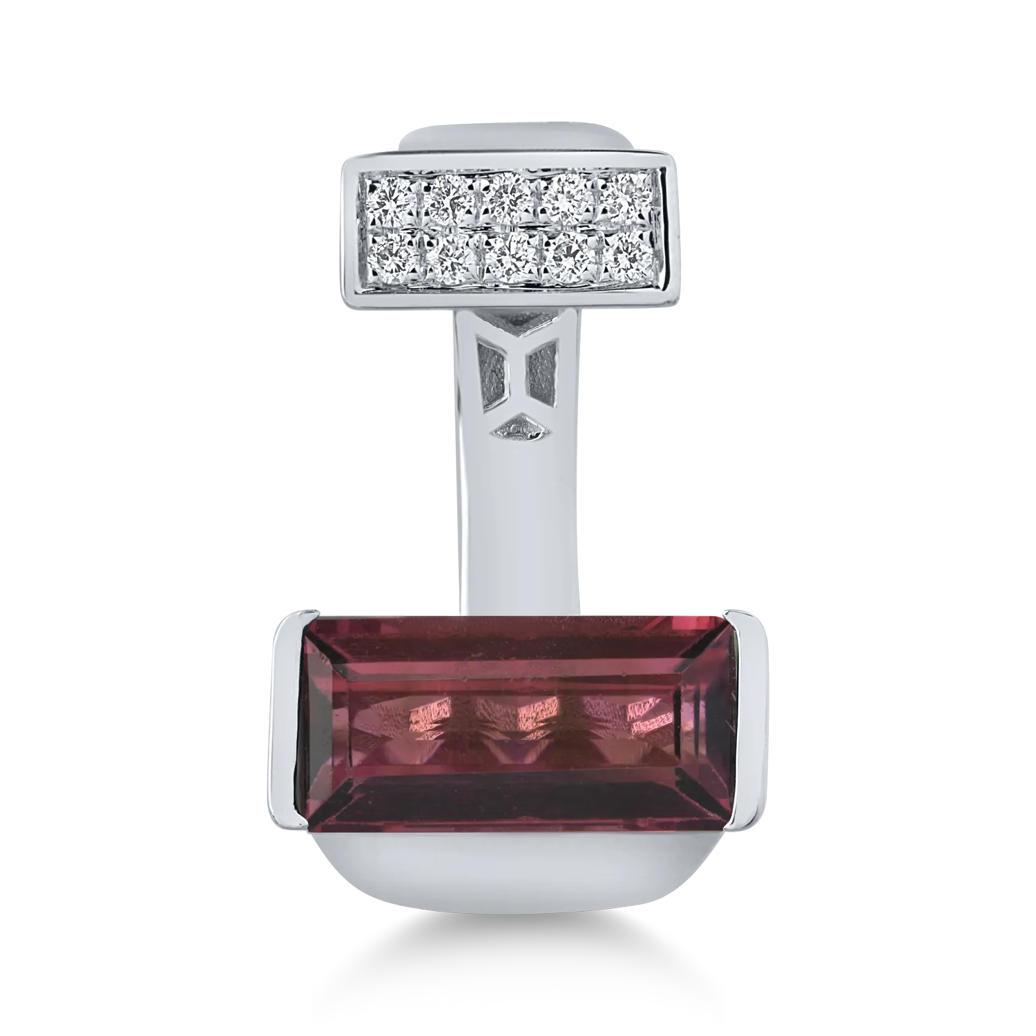 White gold ring with 3.48ct pink tourmaline and 0.15ct diamonds