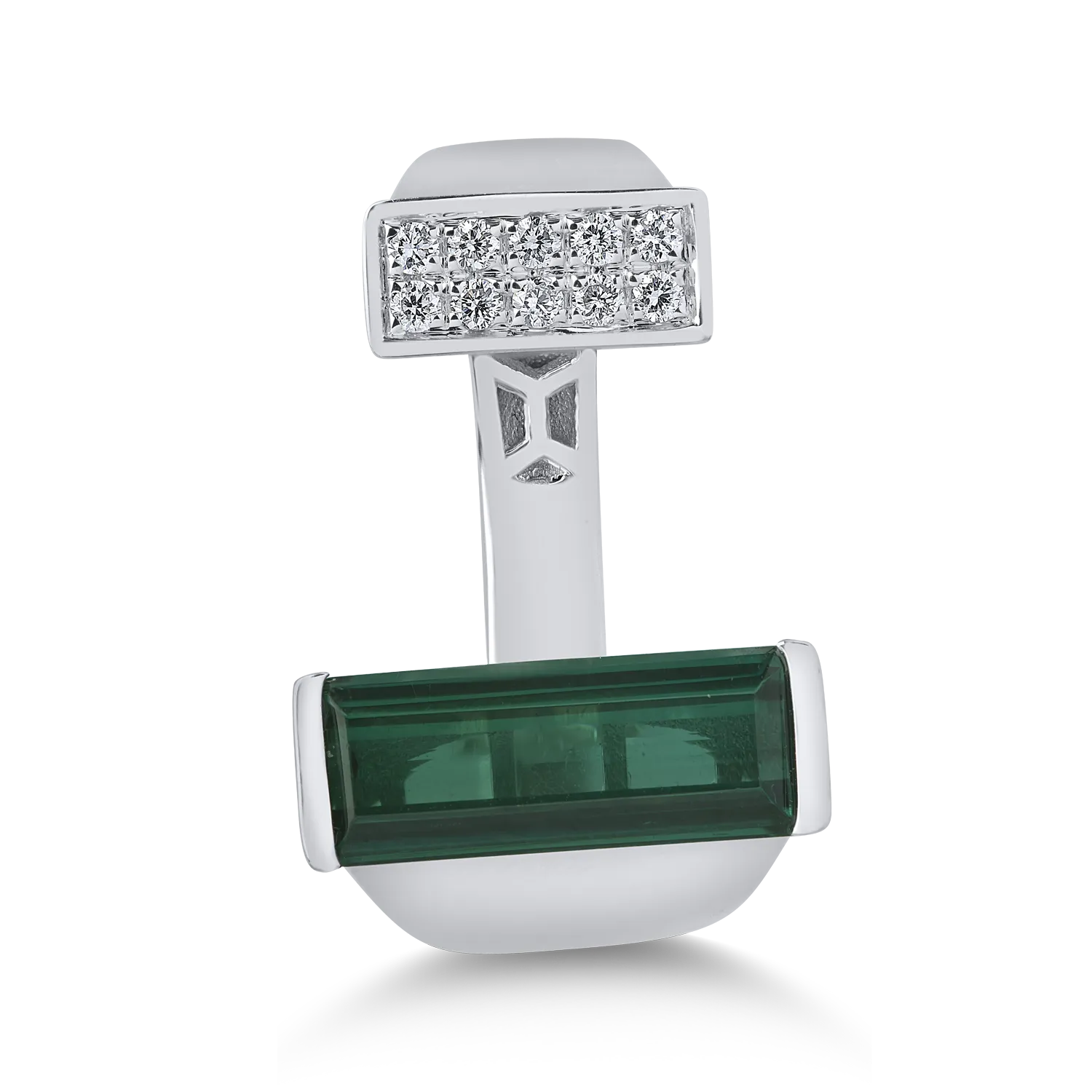 Inel din aur alb cu turmalina verde emerald de 1.76ct si diamante de 0.08ct
