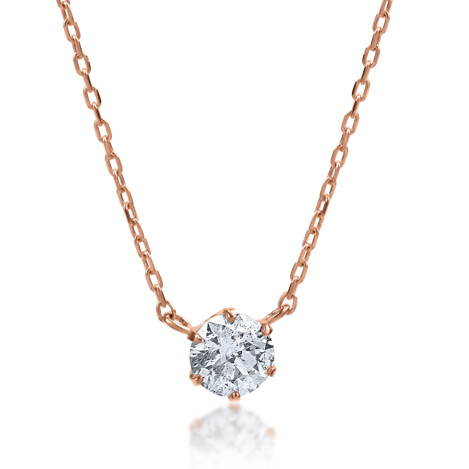 Lant cu pandantiv din aur roz cu diamant de 0.22ct