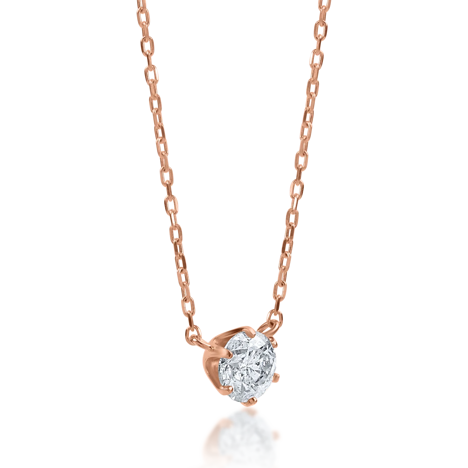 Колие с висулка от розово злато с диамант 0.22ct