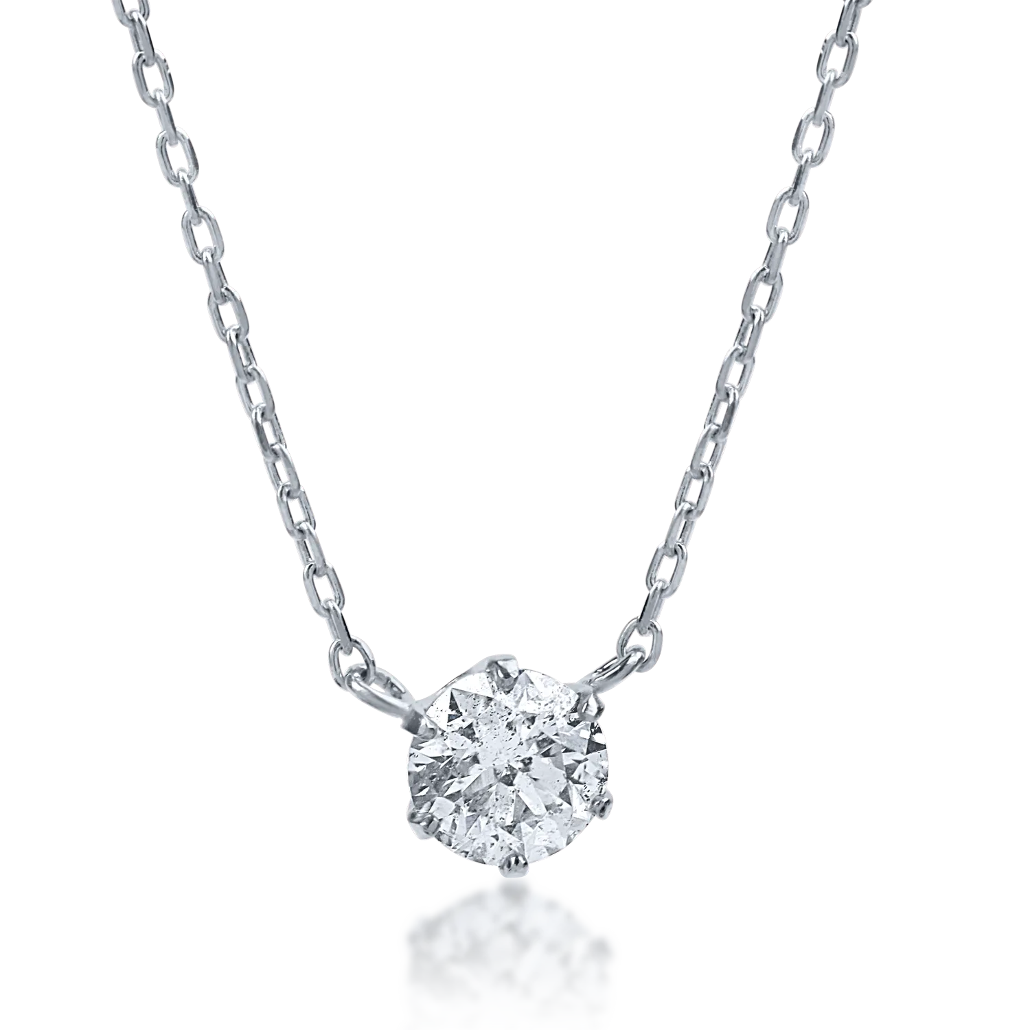Teilor Lant cu pandantiv din aur alb cu diamant de 0.22ct