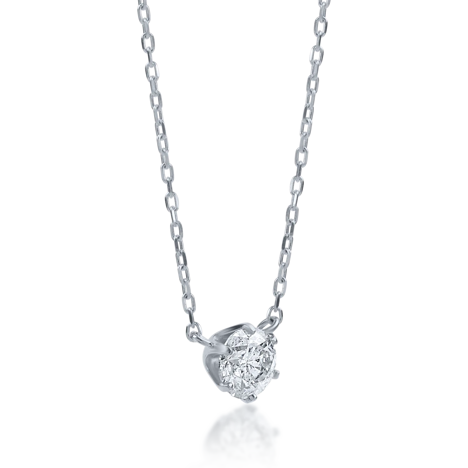 Lant cu pandantiv din aur alb cu diamant de 0.22ct