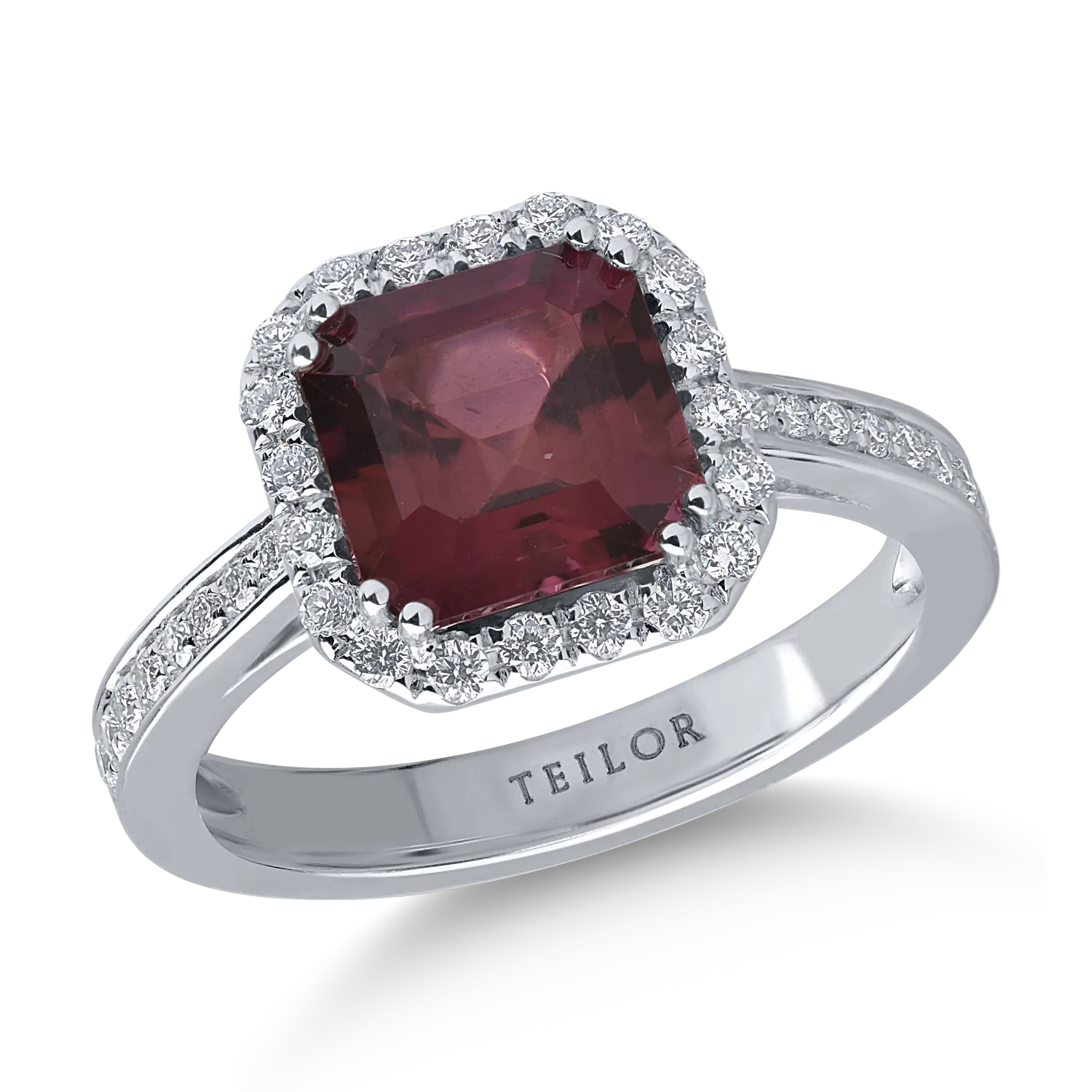 White gold ring with 2.28ct pink tourmaline and 0.34ct diamonds