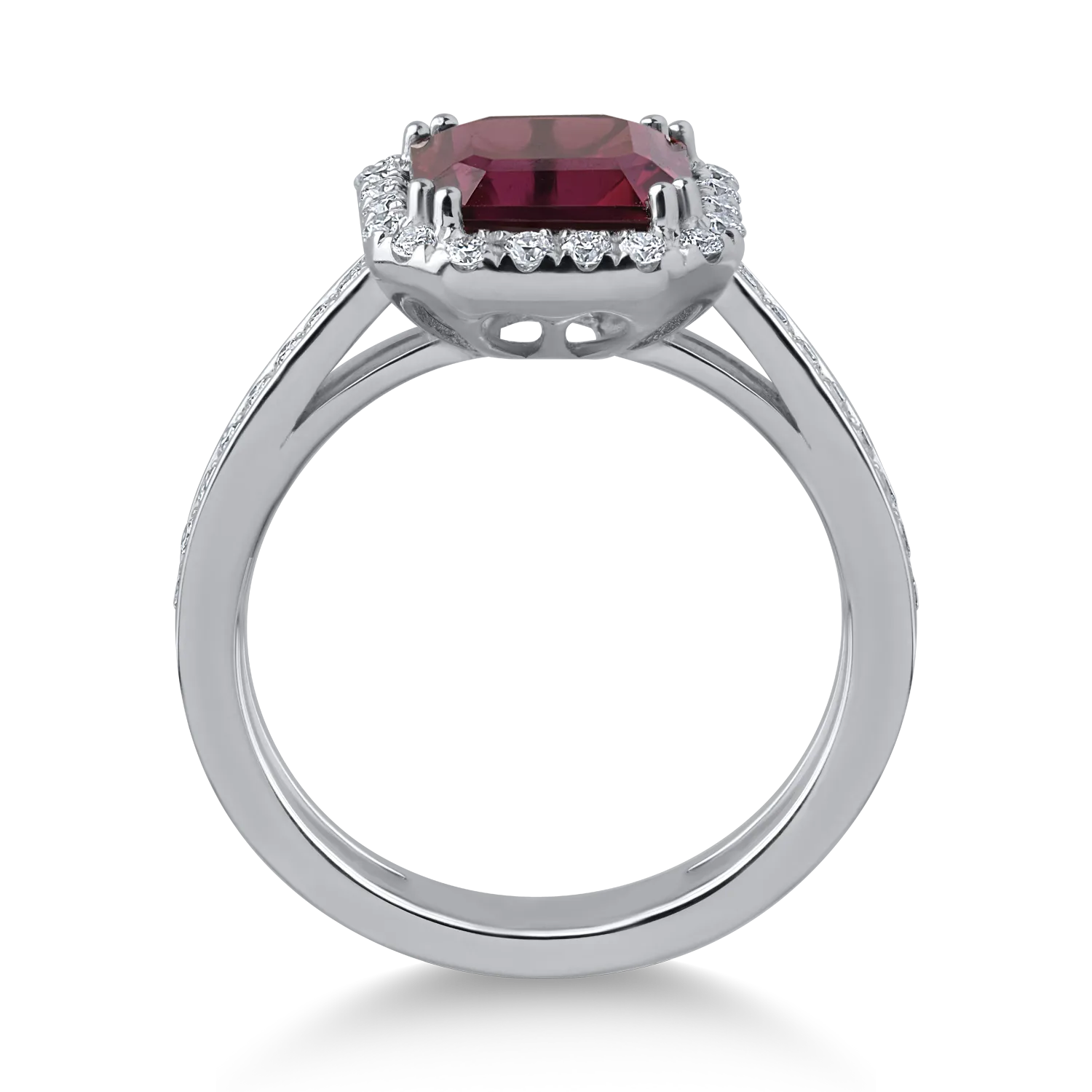Inel din aur alb cu turmalina roz de 2.28ct si diamante de 0.34ct