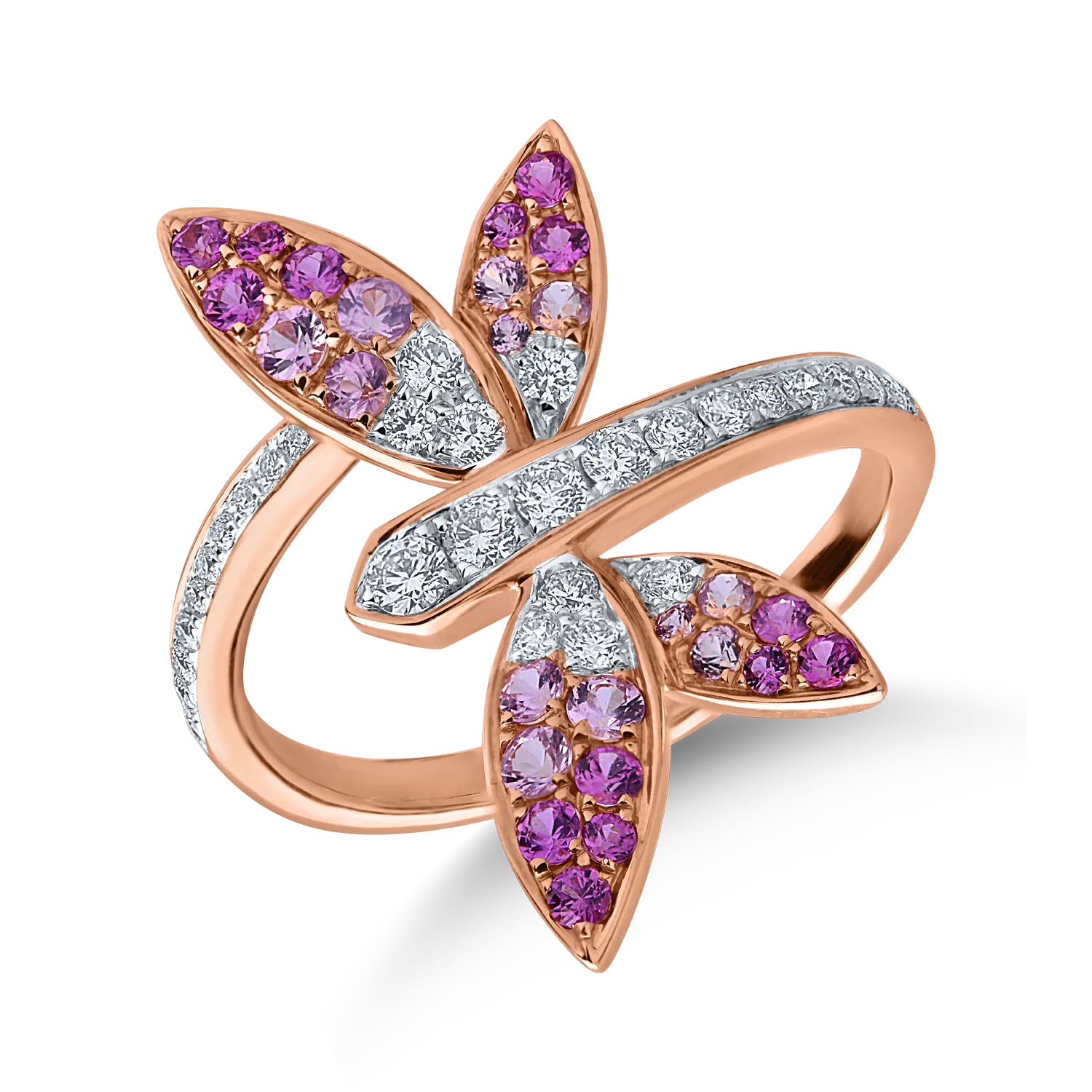 Inel din aur alb-roz cu safire de 0.54ct si diamante de 0.34ct-153639