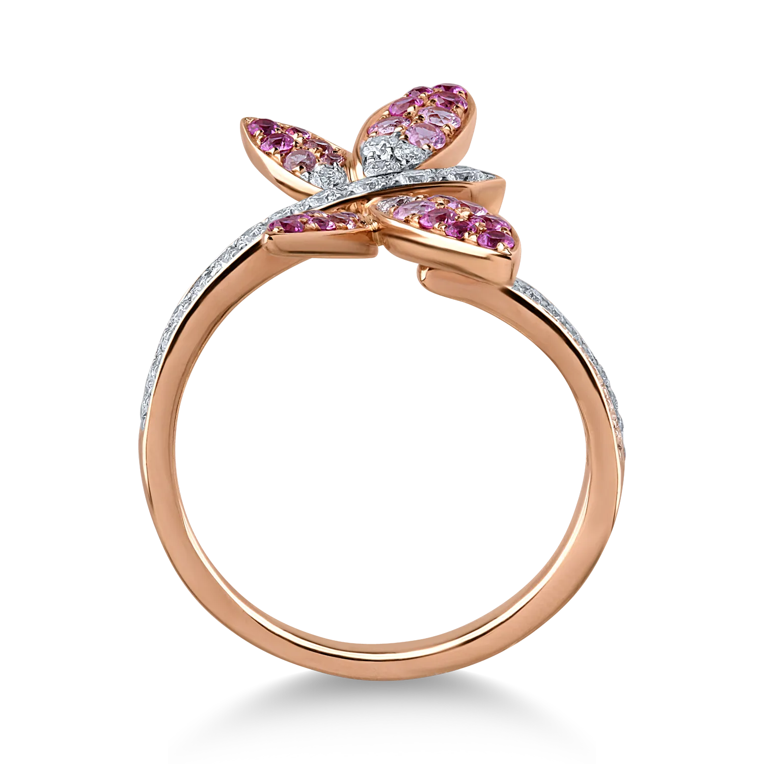 Inel din aur alb-roz cu safire de 0.54ct si diamante de 0.34ct