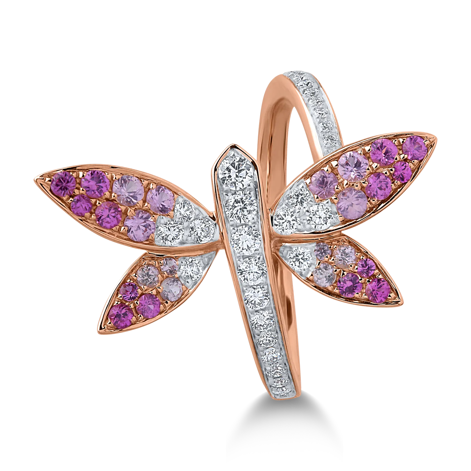 Inel din aur alb-roz cu safire de 0.54ct si diamante de 0.34ct