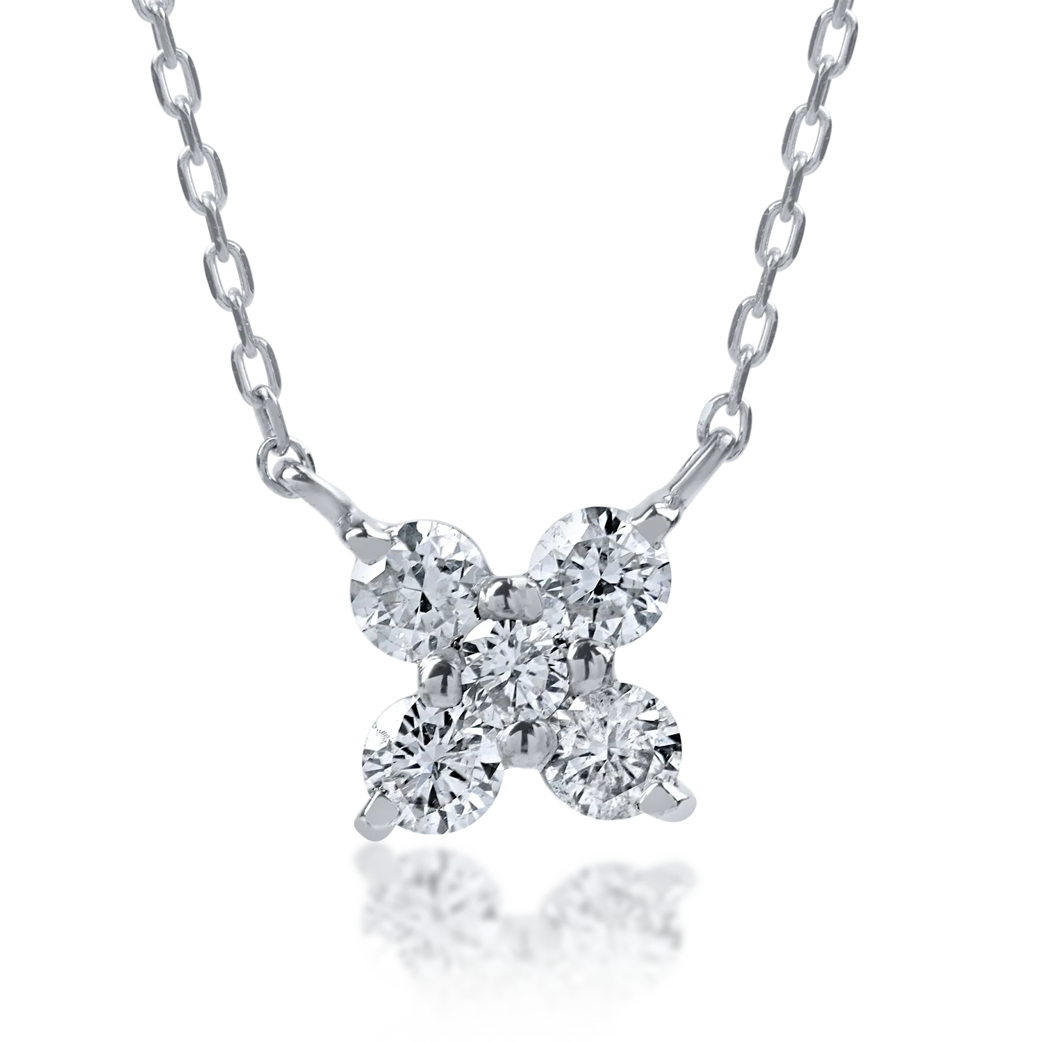 Teilor Lant cu pandantiv din aur alb cu diamante de 0.2ct