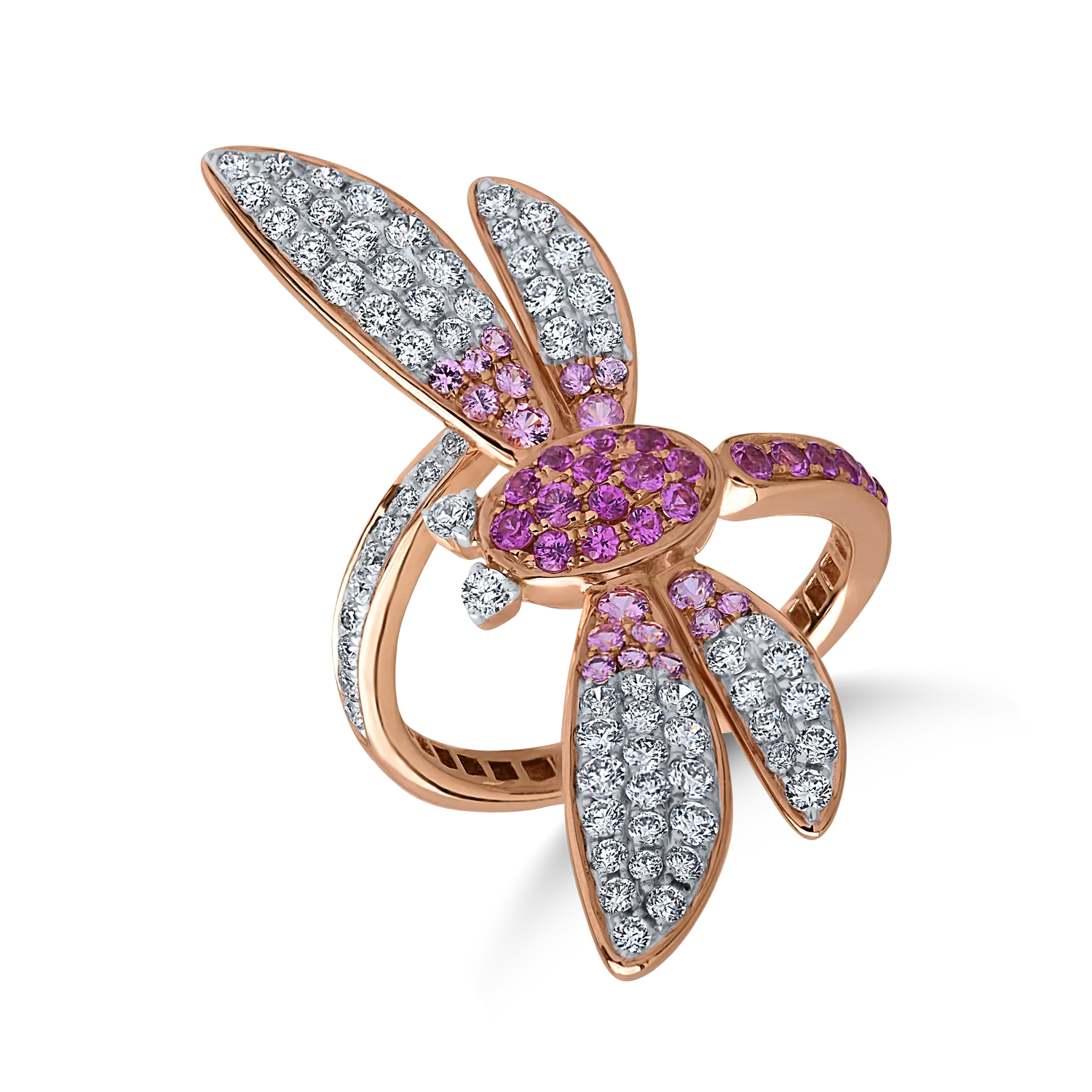 White-rose gold ring with 0.9ct diamonds and 0.64ct sapphires