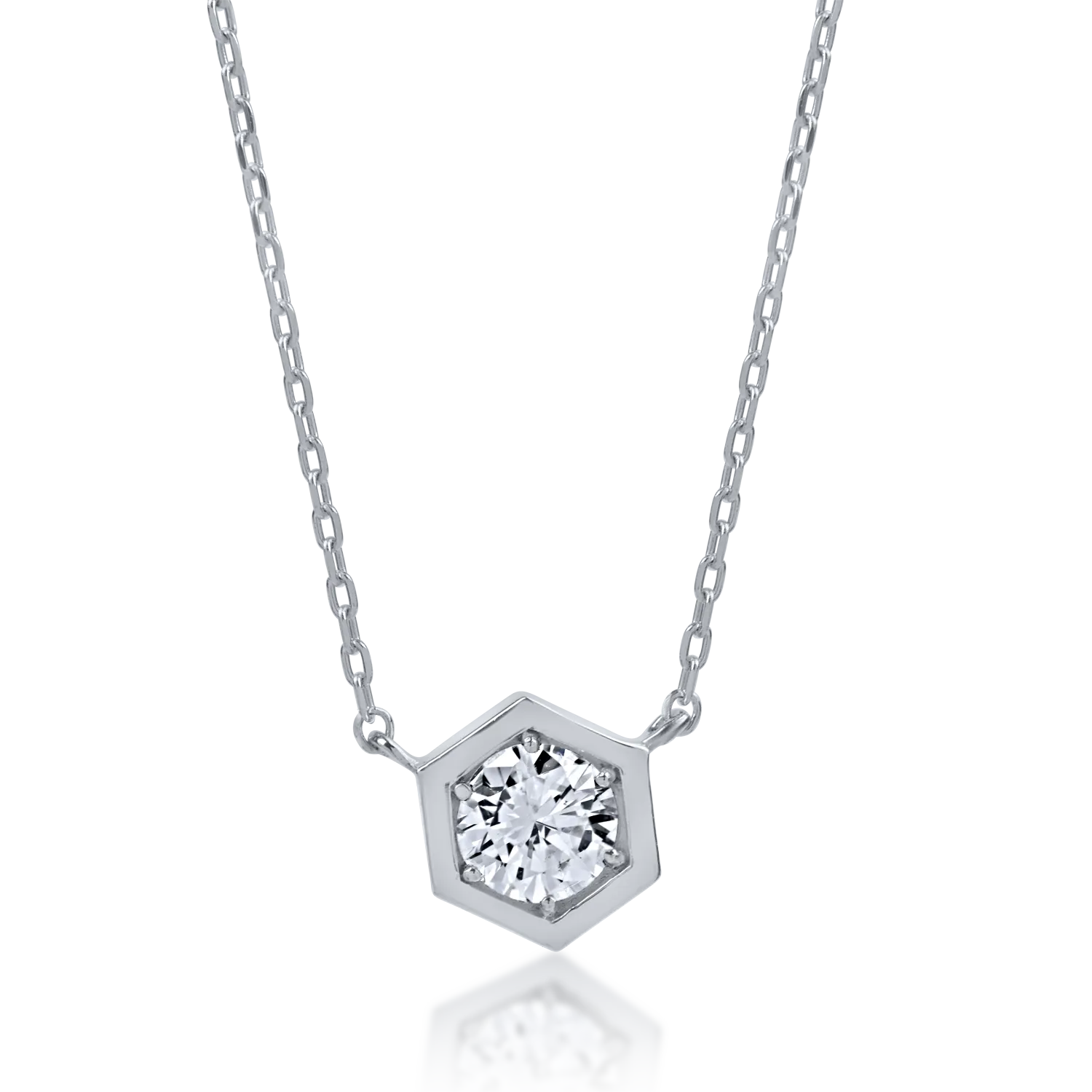 White gold pendant necklace with 0.18ct diamond