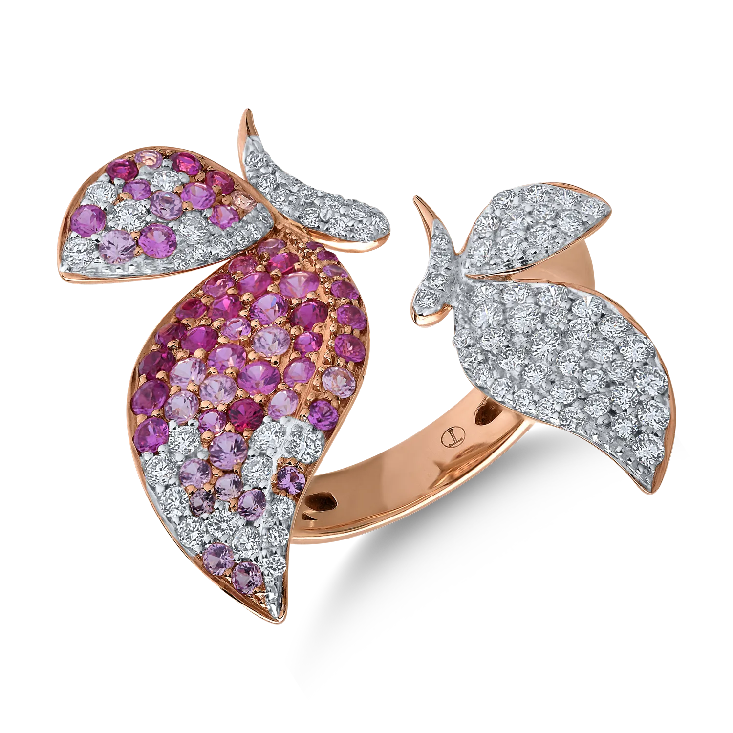 Rose gold ring with 1.75ct precious stones