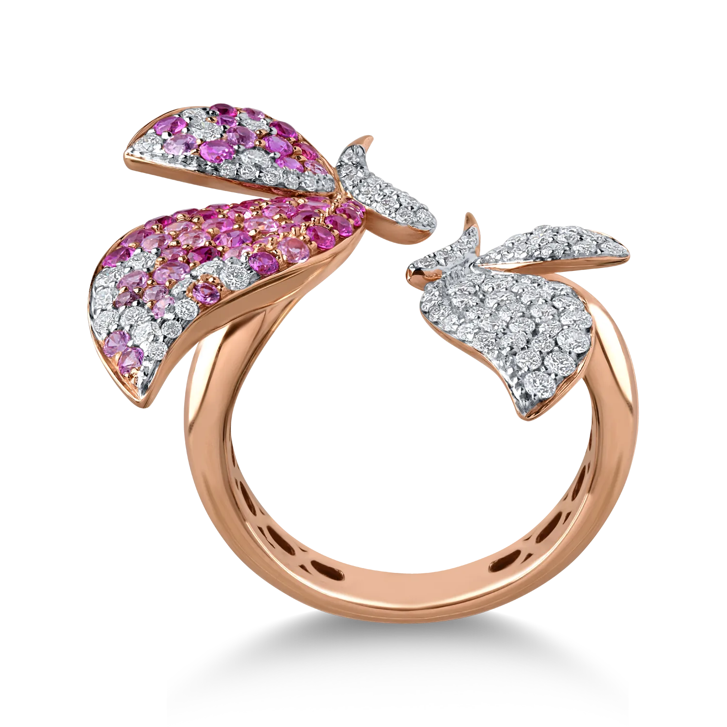 Rose gold ring with 1.75ct precious stones
