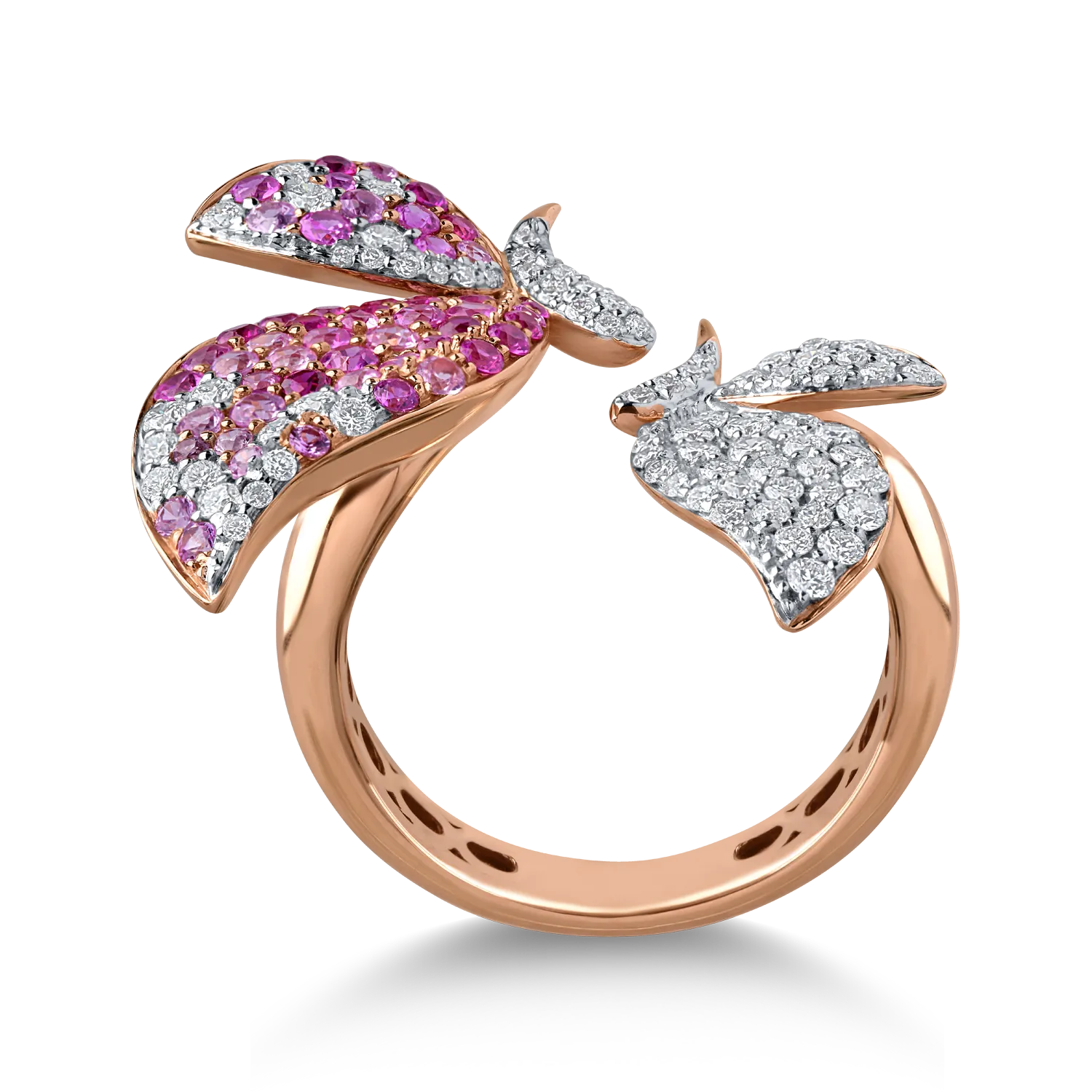 Inel din aur roz cu pietre pretioase de 1.75ct