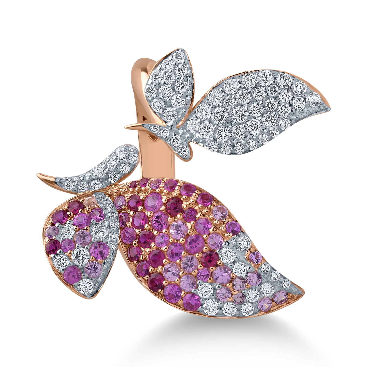 Inel din aur roz cu pietre pretioase de 1.75ct
