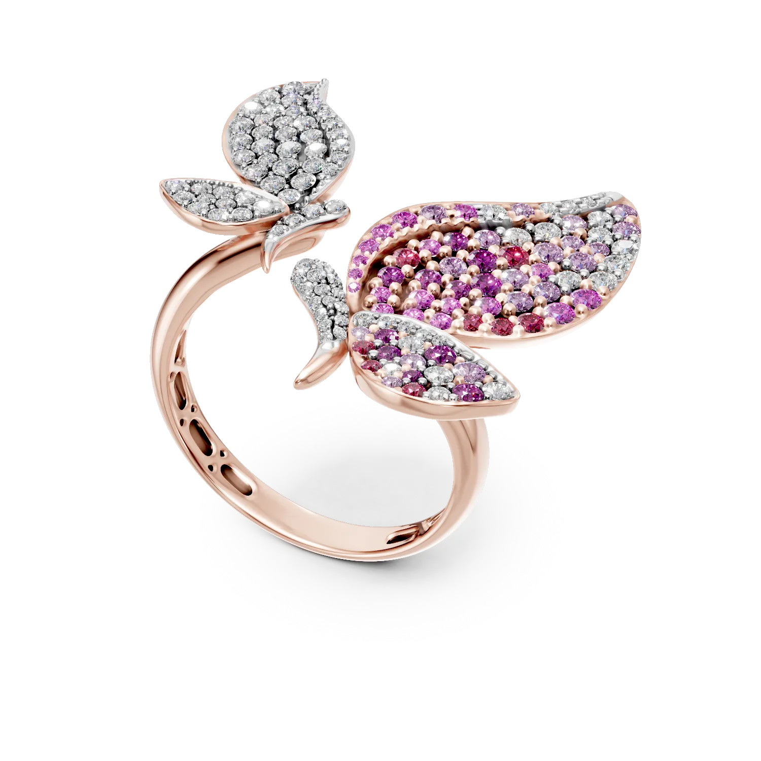 Pierścionek z różowego złota z kamieniami szlachetnymi o masie 1.75ct