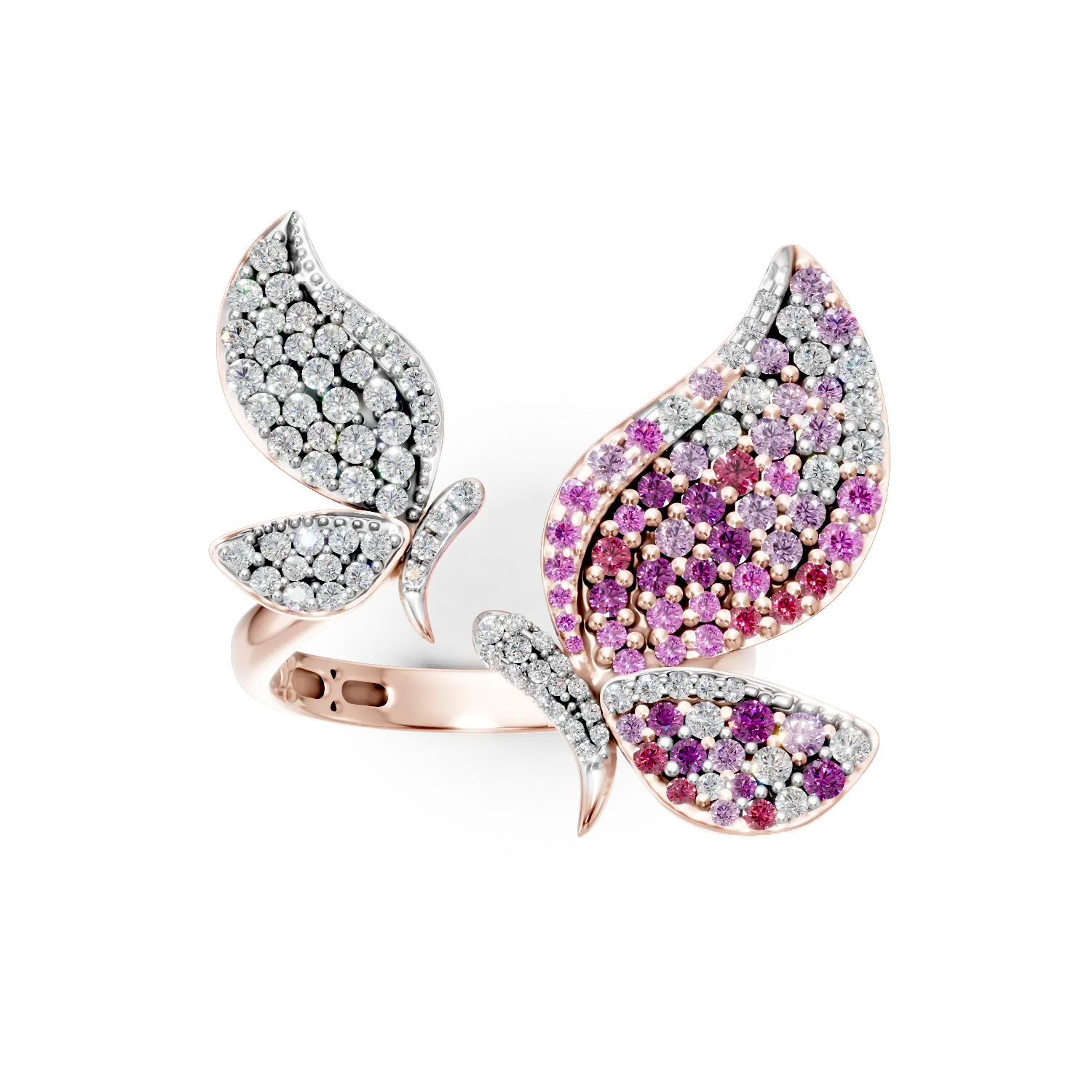 Pierścionek z różowego złota z kamieniami szlachetnymi o masie 1.75ct