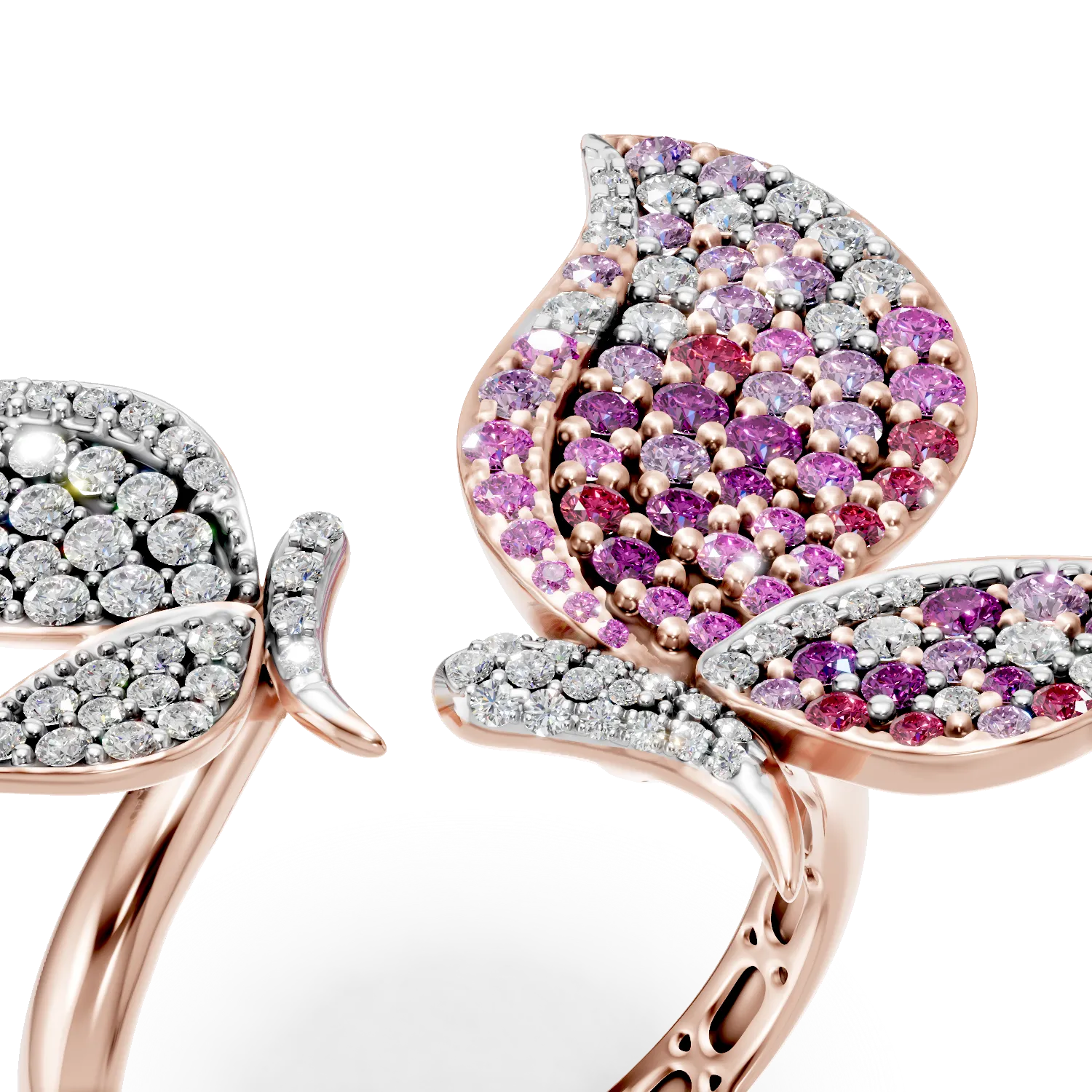 Pierścionek z różowego złota z kamieniami szlachetnymi o masie 1.75ct