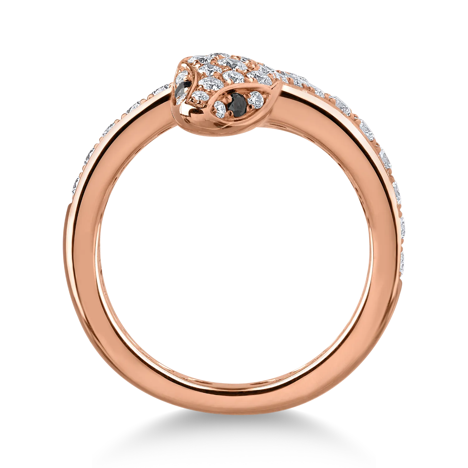 Inel din aur roz cu diamante transparente de 0.76ct si diamante negre de 0.02ct - imagine 2