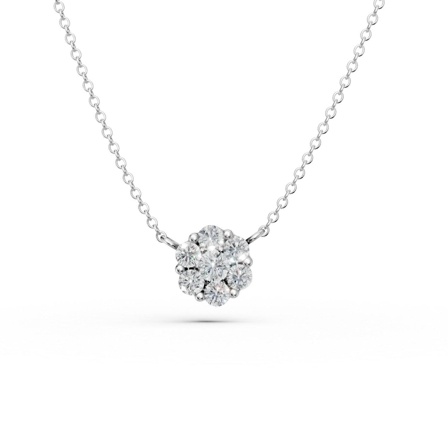 Lant cu pandantiv din aur alb cu diamante de 0.2ct