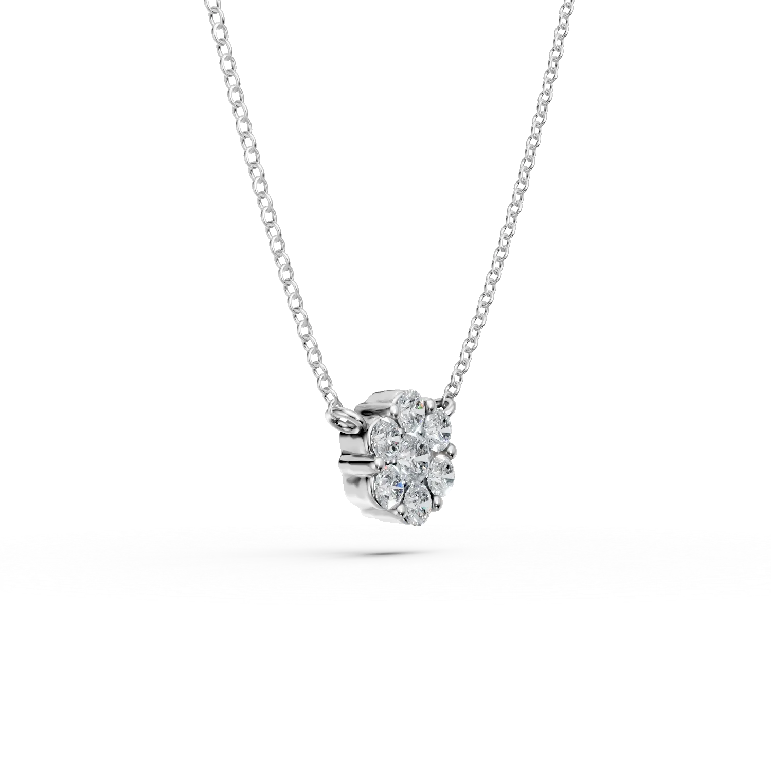 Lant cu pandantiv din aur alb cu diamante de 0.2ct
