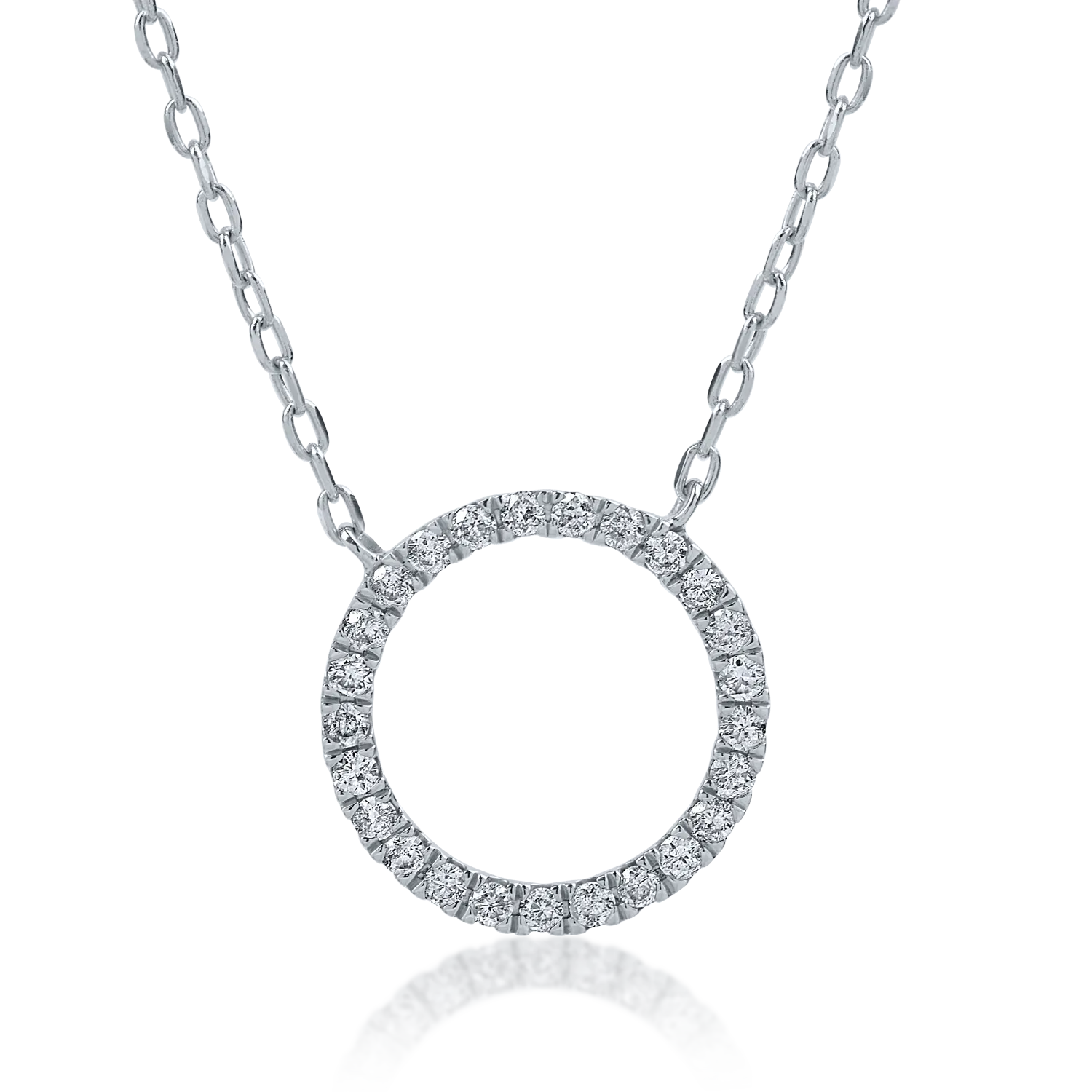 Lant cu pandantiv din aur alb cu diamante de 0.16ct