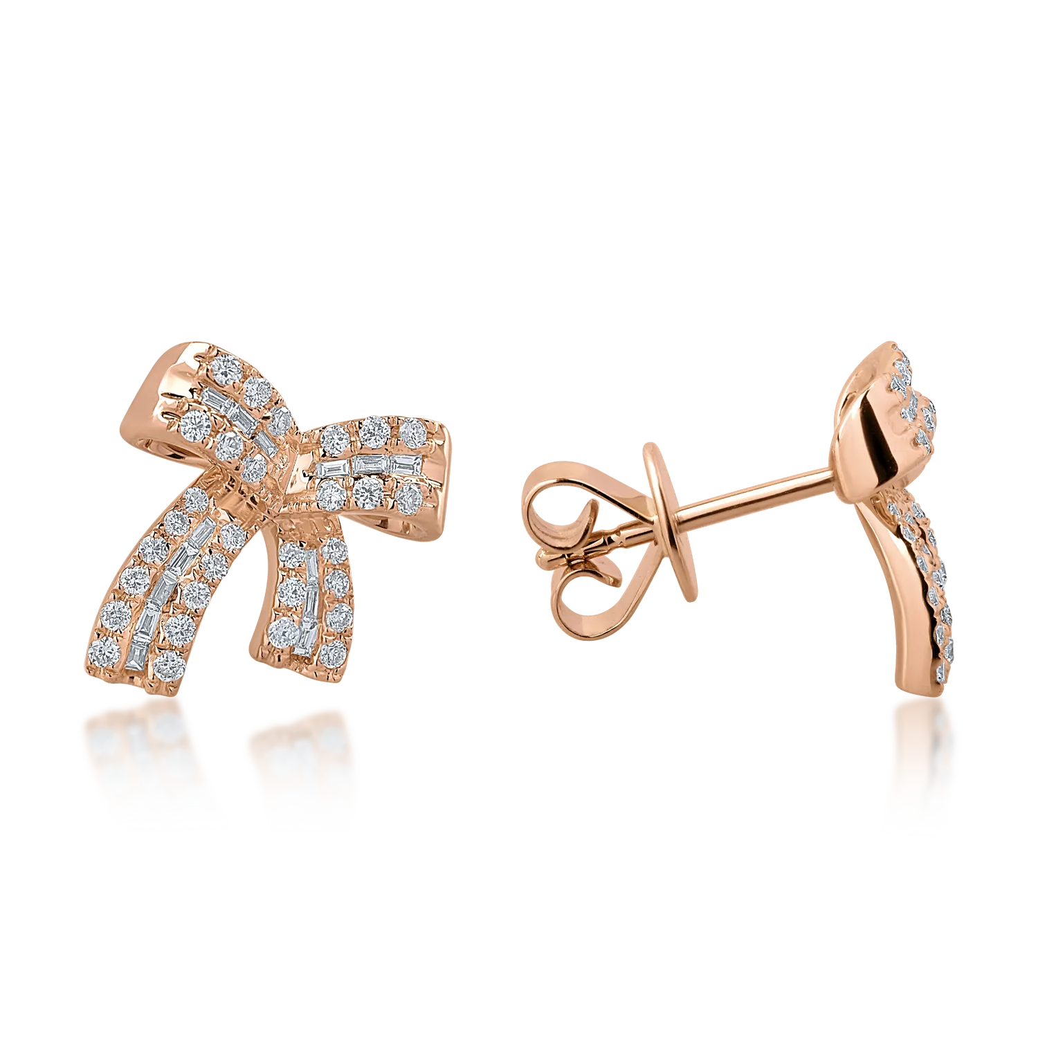 Cercei din aur roz cu diamante de 0.31ct