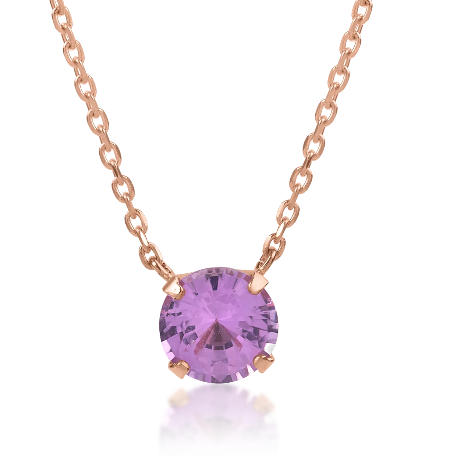 Lant cu pandantiv din aur roz cu safir roz de 0.54ct