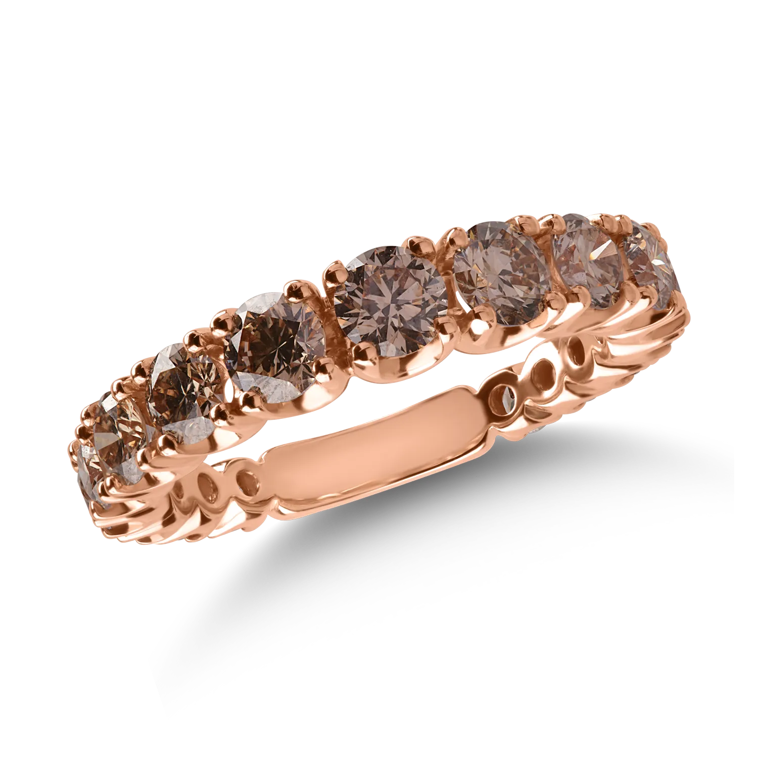 Half eternity ring in rose gold with 2.17ct brown diamonds