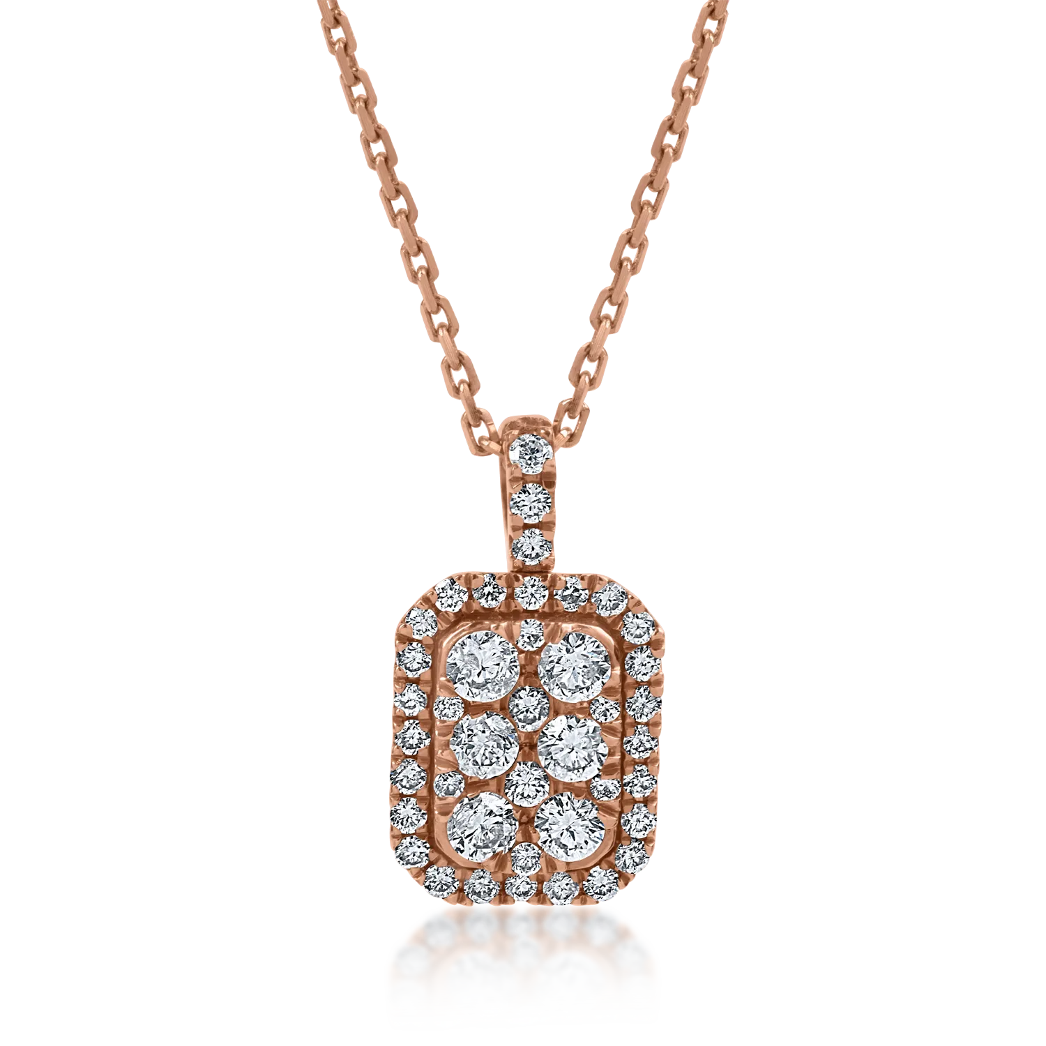 Lant cu pandantiv din aur roz cu diamante de 0.4ct