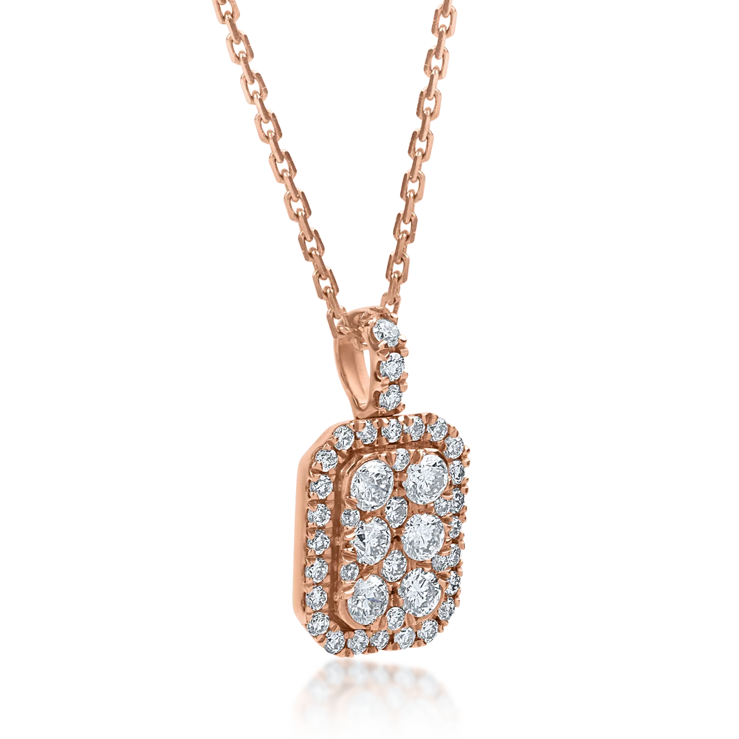 Rózsarany medál nyaklánc 0.4ct gyémántokkal