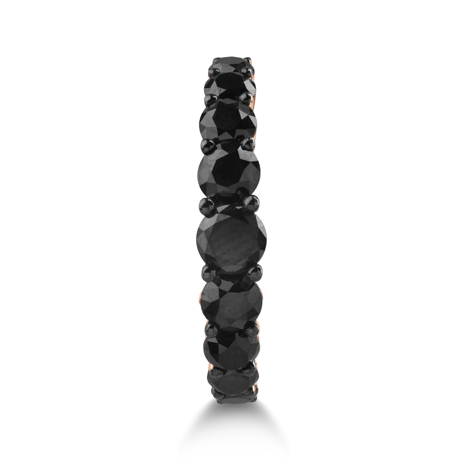 Pierścionek pół wieczności z różowego złota z czarnymi diamentami o masie 3.33ct