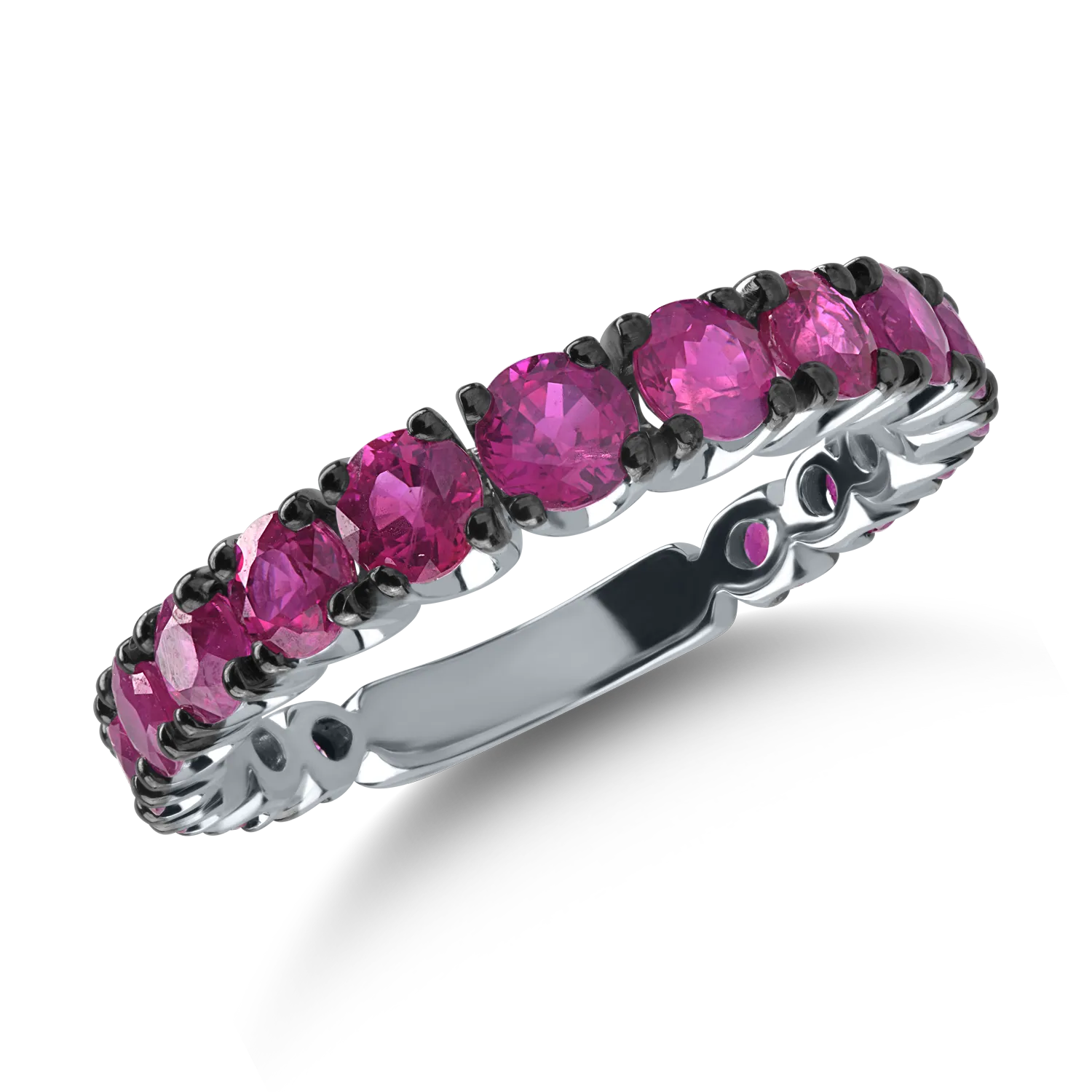 Half eternity ring in white gold with 2.21ct rubies