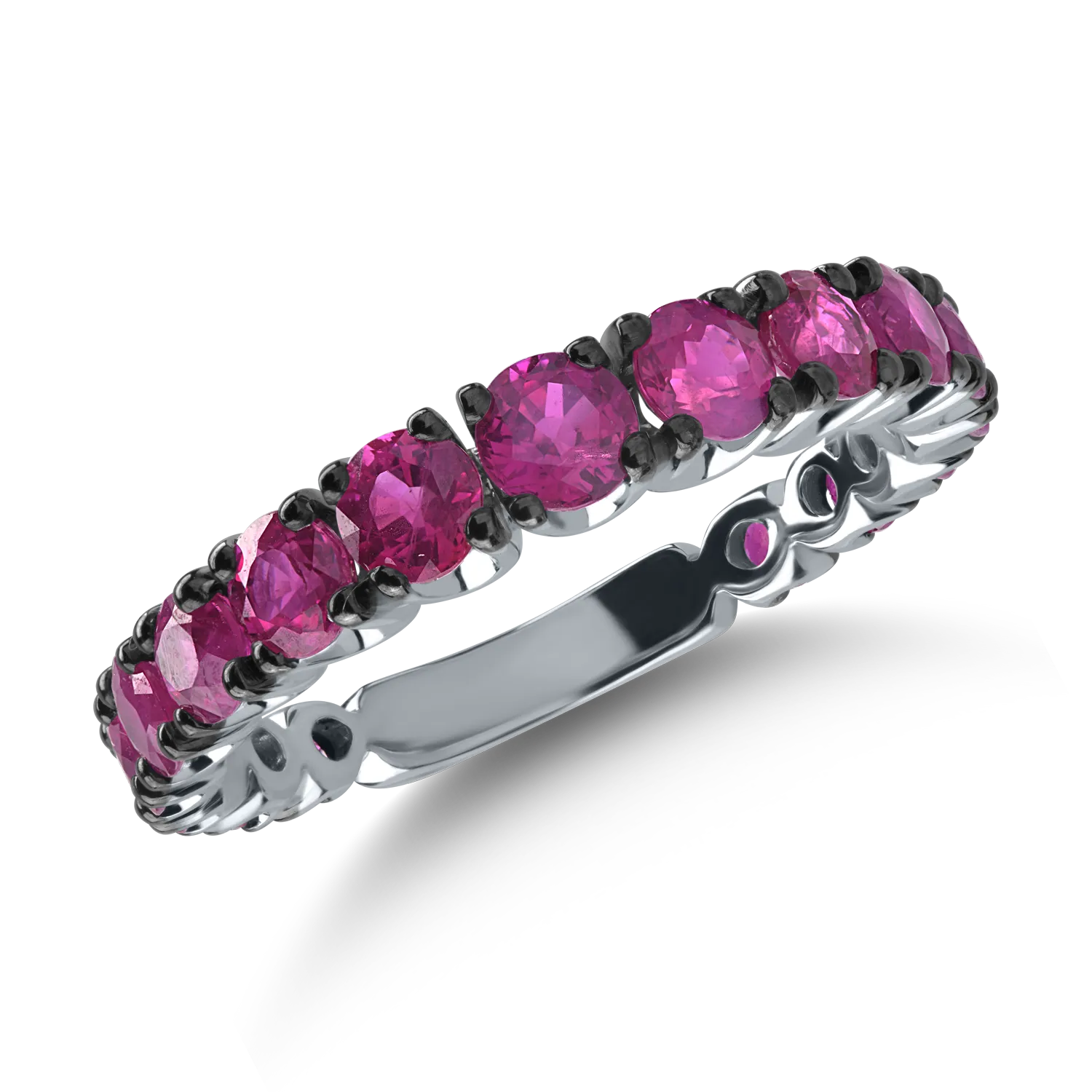 Inel semi eternity din aur alb cu rubine de 2.21ct-153775