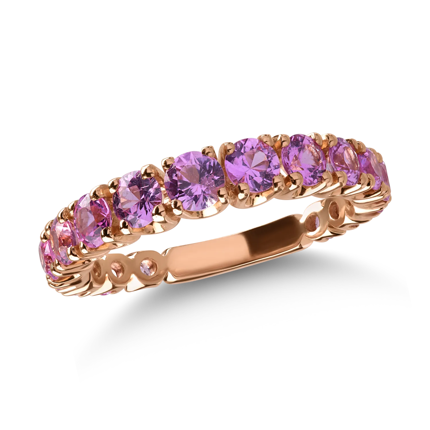Half eternity ring in rose gold with 1.97ct pink sapphire