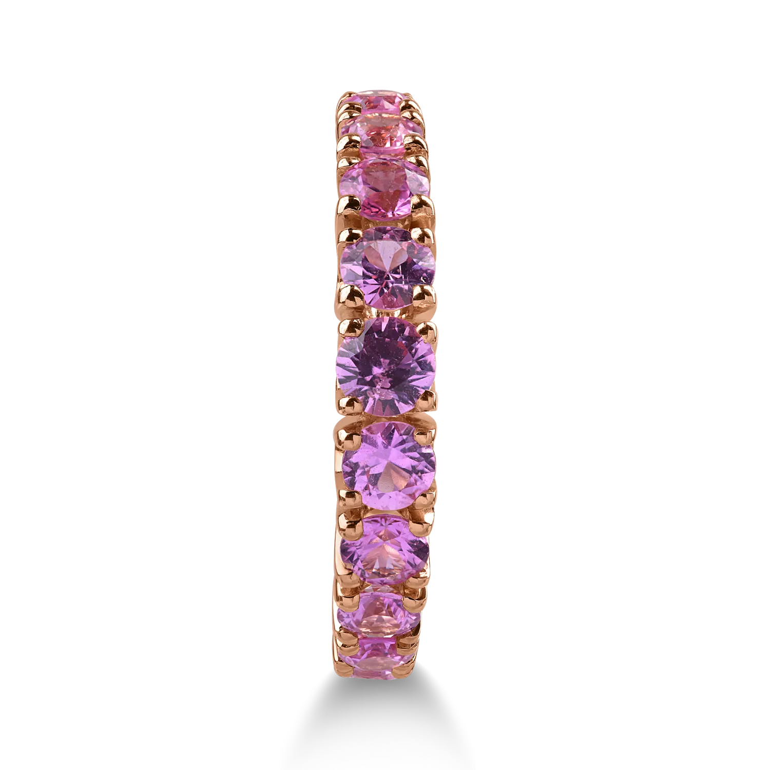 Half eternity ring in rose gold with 1.97ct pink sapphire