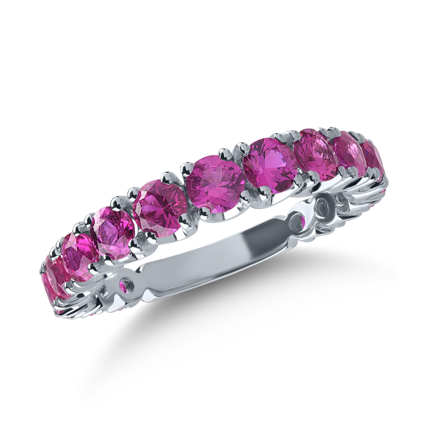 Fél örökkévalóság gyűrű fehér aranyból 2.2ct rubinokkal