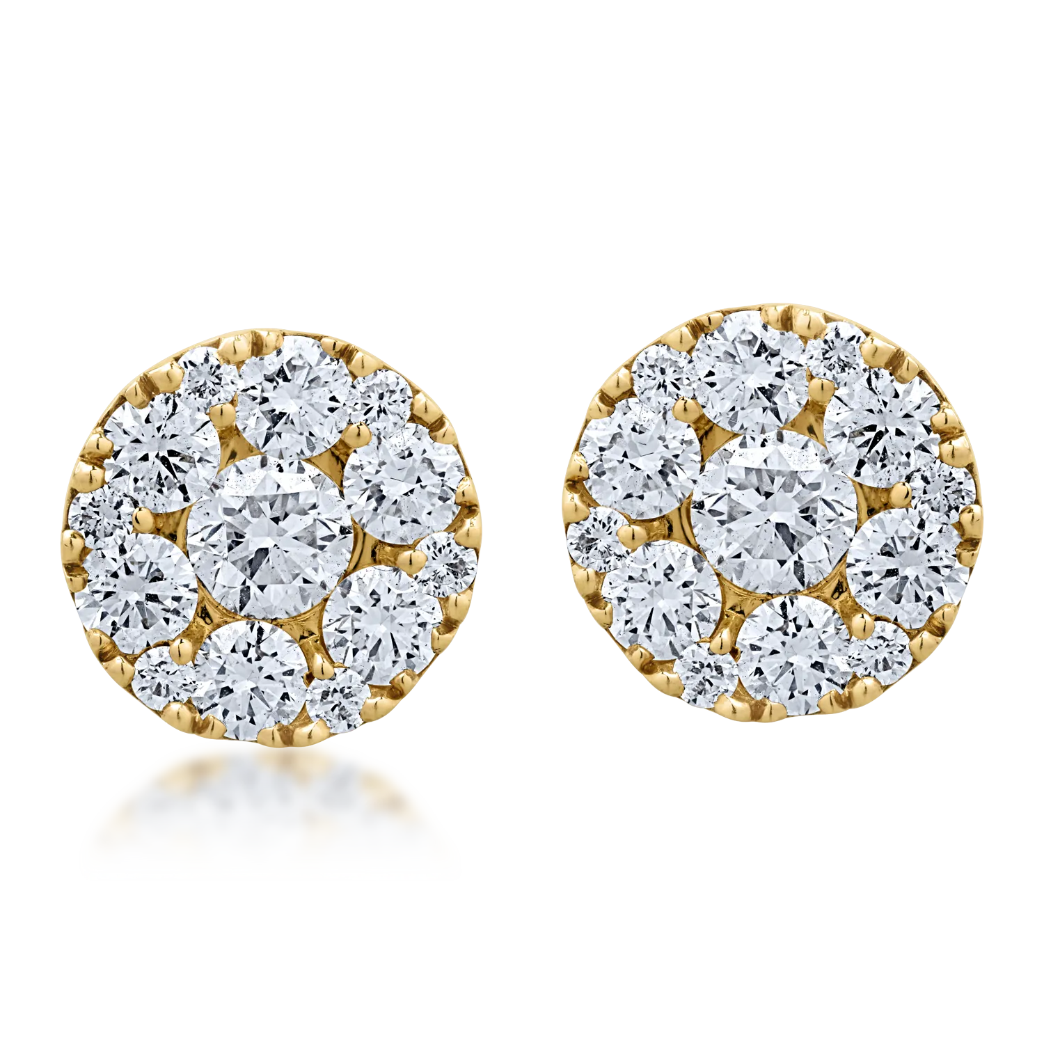 Yellow gold earrings with 2.12ct diamonds