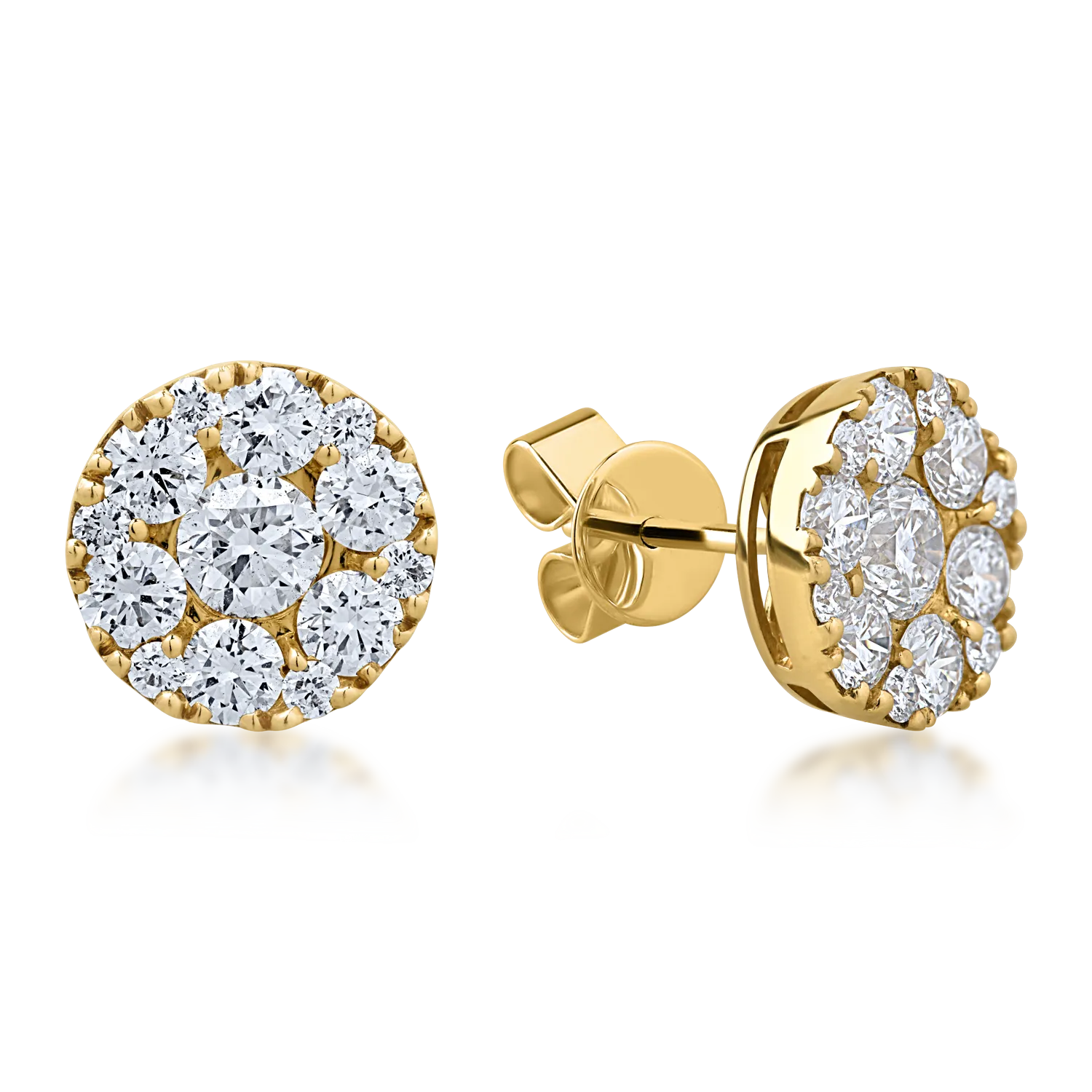 Yellow gold earrings with 2.12ct diamonds