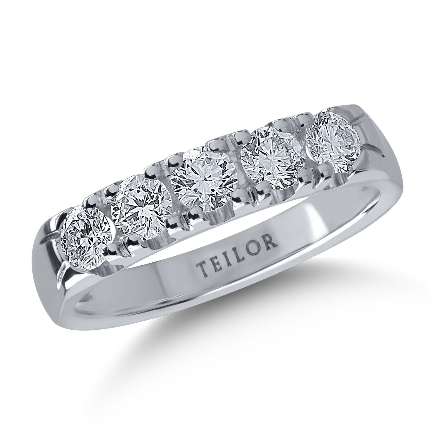 Inel semi eternity din aur alb cu diamante de 0.75ct